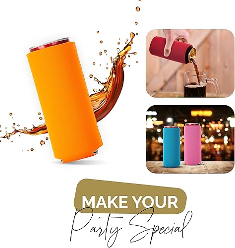 Miniatura 3 de Juego de 12 enfriadores de latas delgados en blanco, 12 fundas delgadas de neopreno, enfriador de latas delgadas de cerveza en blanco de 12 onzas,