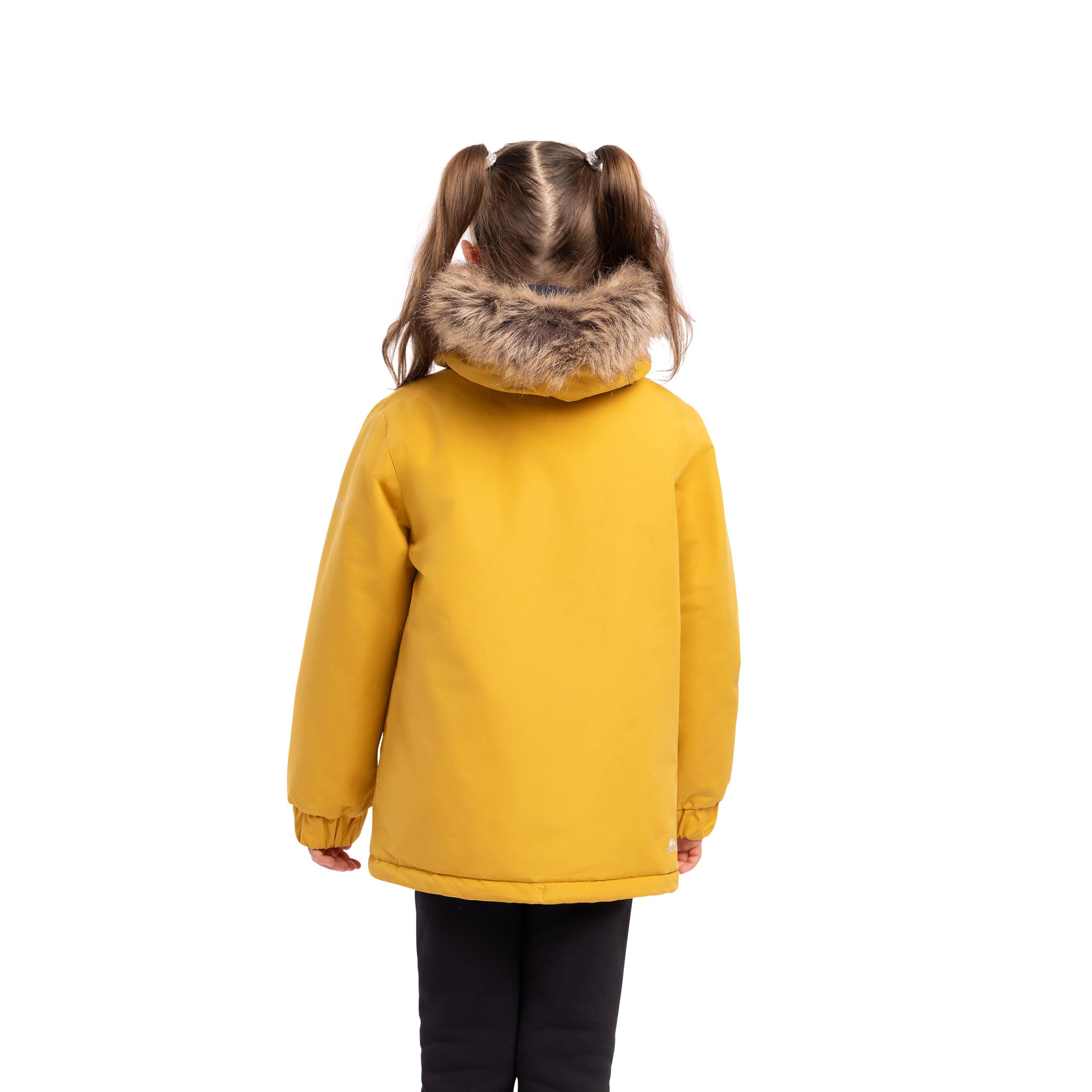 Trespass Wyald Kinderjacke, wasserdicht gepolstert, abnehmbare Kapuze, abnehmbares Fell, versiegelte Nähte, 2 Reißverschlusstaschen