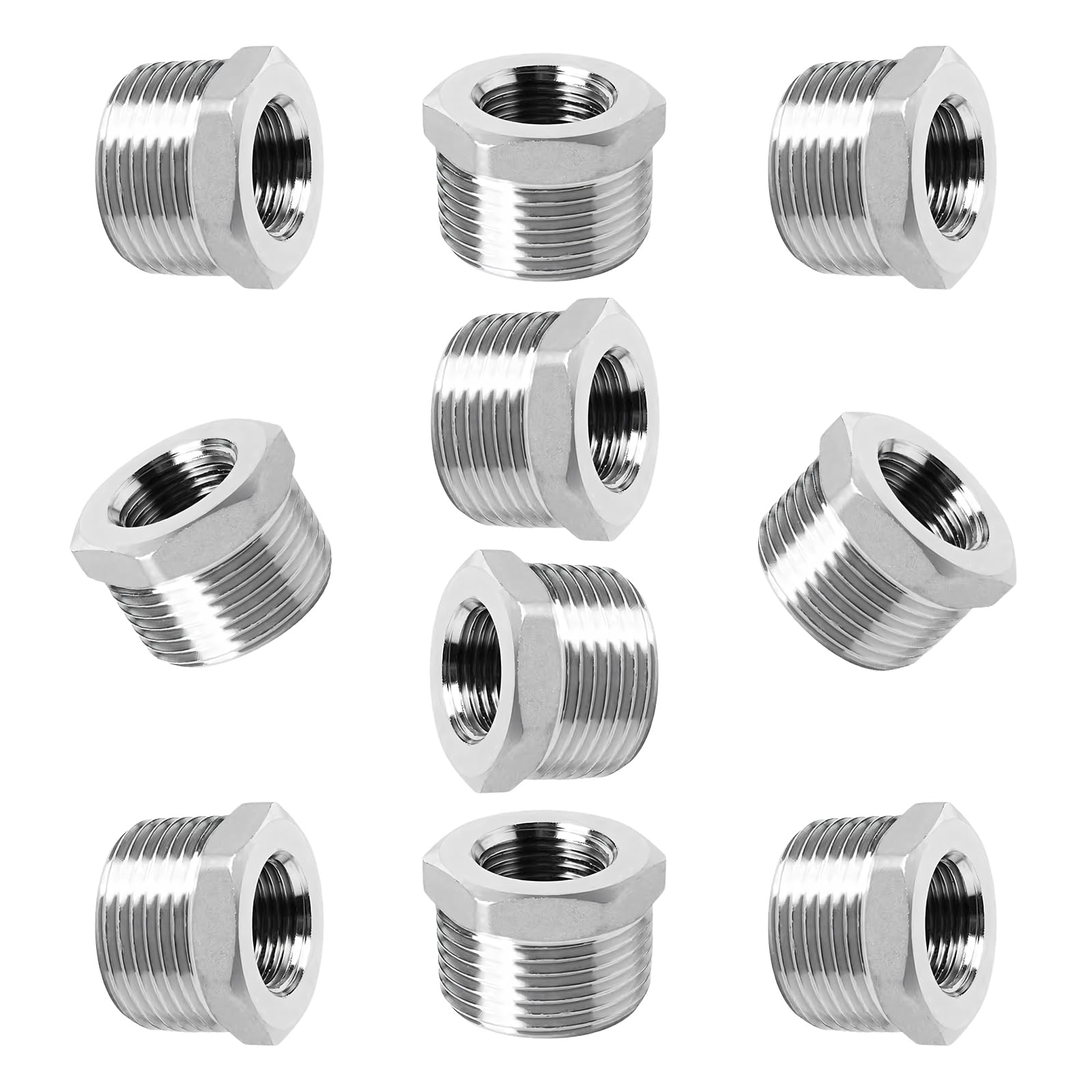 of 10 304 Stainless Steel Reducing Bushings for Industrial Tools and Plumbing Systems Rustproof Rustproof Inserts