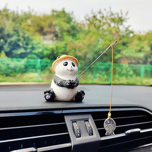 Miniatura 12 de Lindos adornos de coche de pesca para salpicadero, decoración de tablero de instrumentos de coche de peces oscilantes, divertida decoración de coche