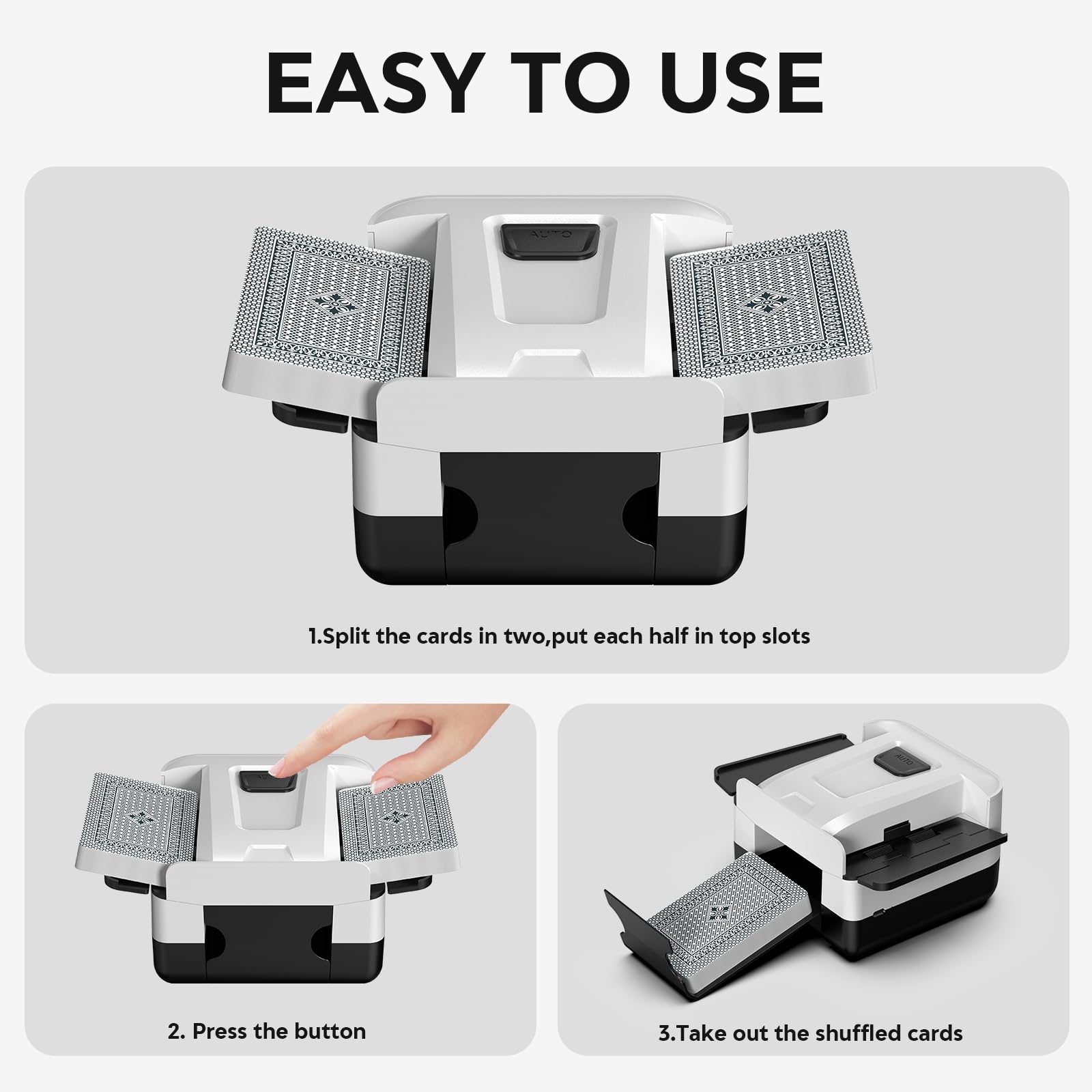 Mélangeur automatique de cartes, mélangeur de cartes rechargeable pour 1 à 2 plateaux, mélangeur portable idéal pour les jeux de cartes, parfait pour les soirées de jeux à la maison, les
