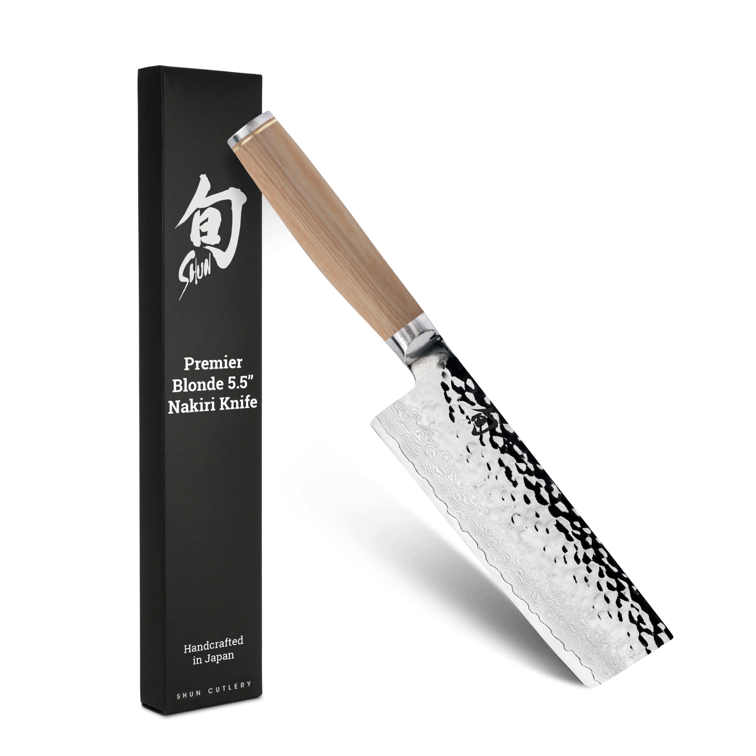 Premier Blonde 5.5" Nakiri Knife, Handcrafted Japanese Vegetable Knife, VG-MAX Core with Damascus Stainless Steel Cladding, Pakkawood Handle, Slicing Tool for Professional and Home Chefs