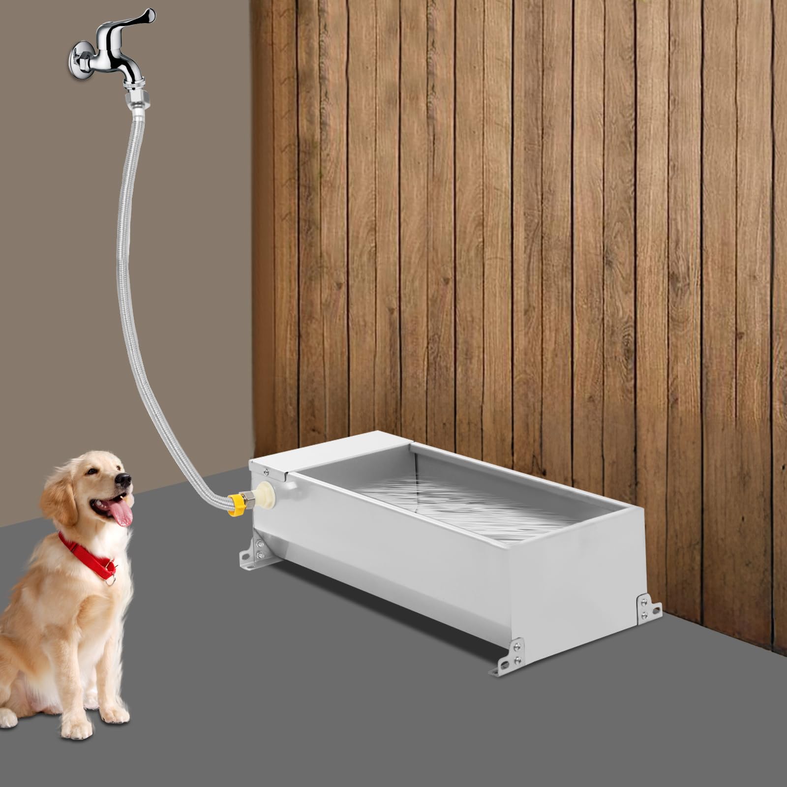 Depósito de agua automático de acero inoxidable para mascotas y ganado, recarga automática, aprox. 7,5 l, acero inoxidable para cerdos, ganado, caballos, estable y fácil de limpiar
