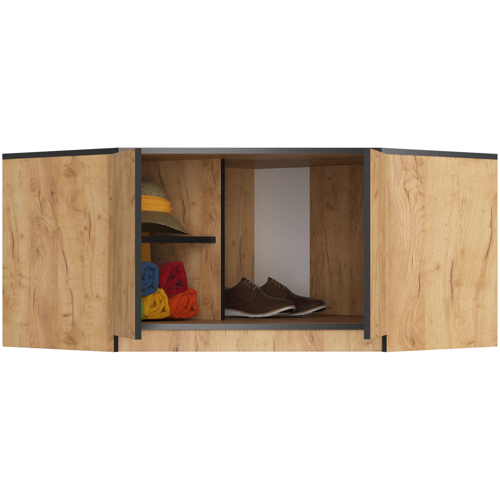 BDW Schlafzimmer Eckschrank mit Verlängerung - Elegant und funktionell - Großes Fassungsvermögen - Vielseitiger Stil - Einfache Montage - 100 cm - 6 Türen, 9 Einlegeböden - Craft Eiche