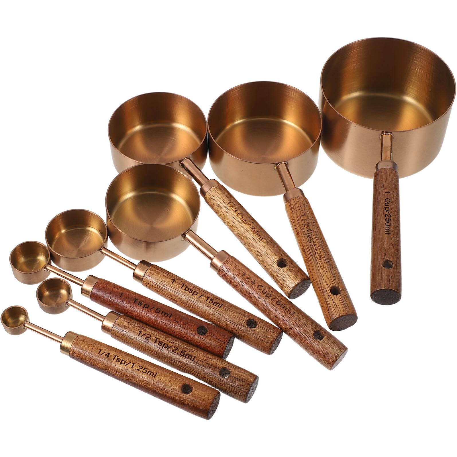 DOITOOL Lot de 8 set de Cuillères et Tasses à Mesurer en Acier Inoxydable Finition Rose Doré Set Complet Cuisine Incluant Cuillères Doseuses et Tasses à Mesurer Précises Adaptées aux