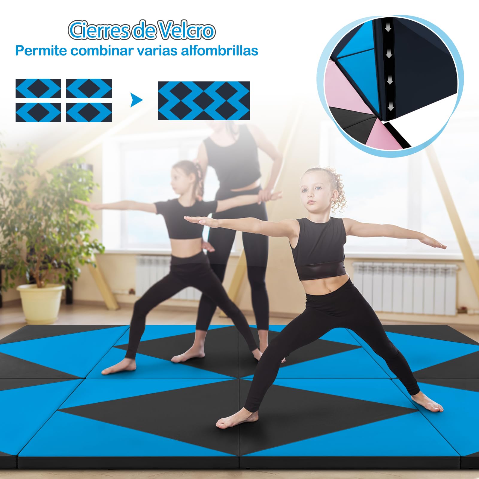COSTWAY Colchoneta de Gimnasia Plegable 240 x 117 x 5 cm, Esterilla de Piel PU para Ejercicio Aeróbico