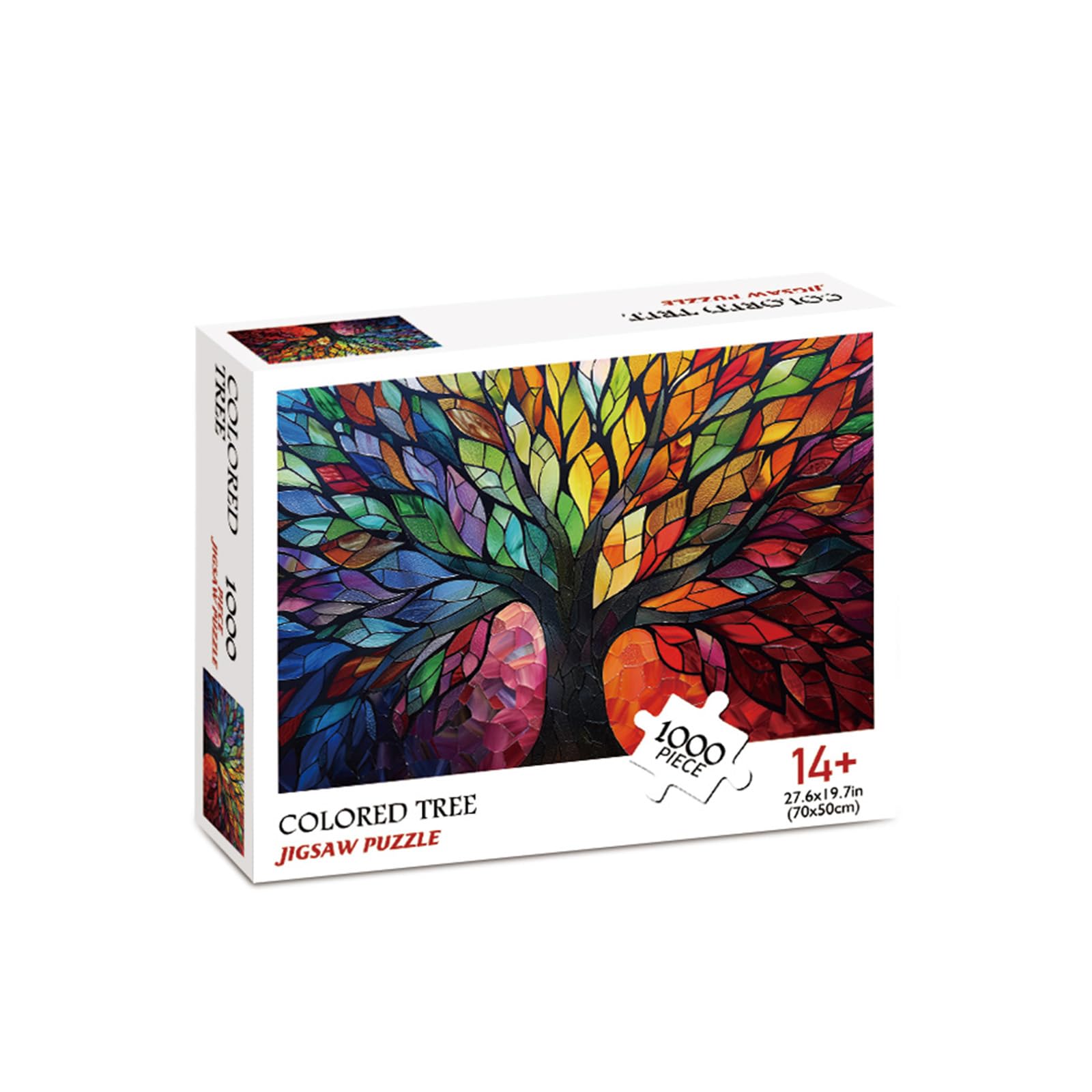 1000 Pieces Jigsaw Puzzle, 50 * 70cm 1000Pcs Jigsaw Puzzle, Stained Glass Mosai Tree Puzzle, Puzzle Game for Adults (Colourful Tree of Life)