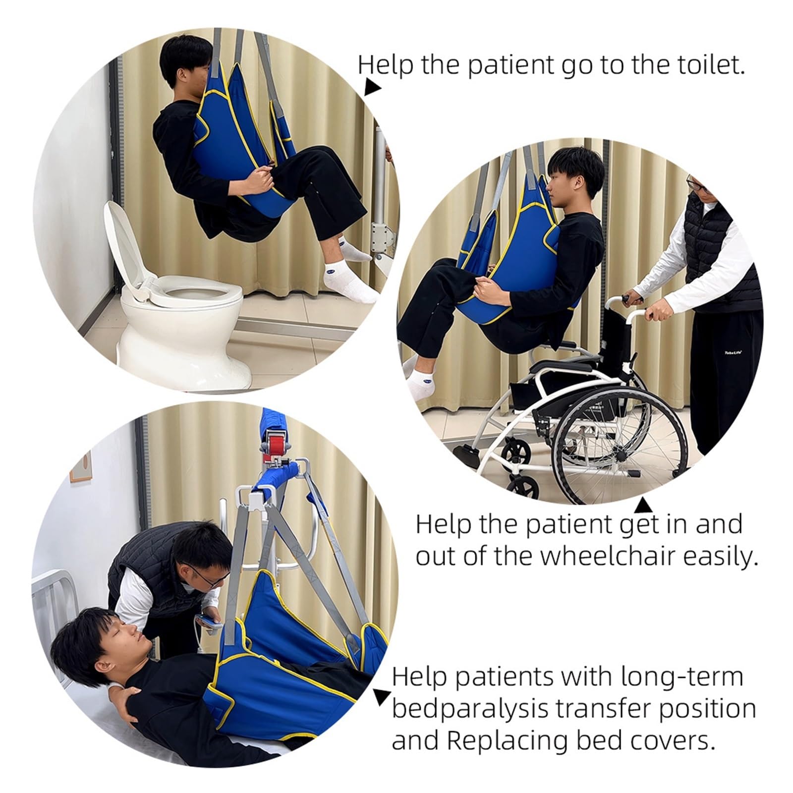 Arnés de Traslado Ajustable para Pacientes - Diseño con Espalda Abierta, Capacidad 227 kg, Sistema de 4 Correas - Ideal para Transferencias Sedentes e Higiene Personal - Talla M/L