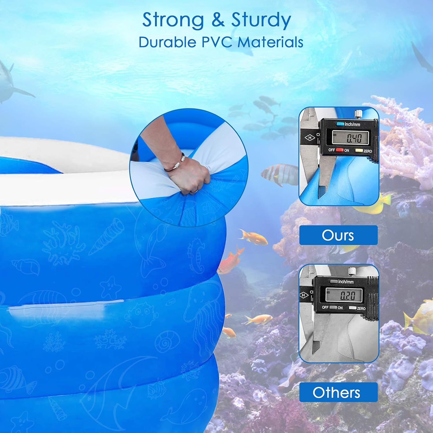 Free Shipping Over $50 Inflatable Swimming Pools, 130x73x22 Ultra Full-Sized Inflatable Kiddie Pools, Family Swimming Pool, Family Lounge Pools for Kids, Adults, Babies, Toddlers, Outdoor, Garden, Backyard, for 3+ Age