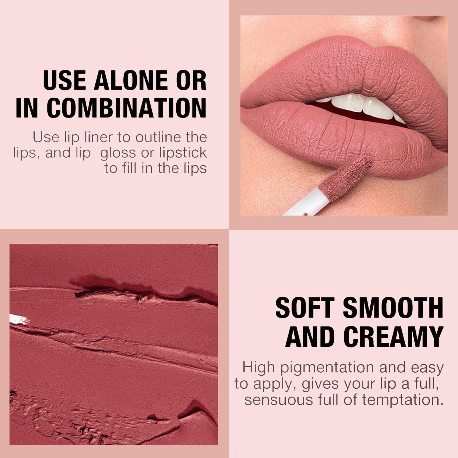 Matte Liquid Lipstick Lip Liner Set,Nude Lip Gloss & Lipstick & Lip Liner Long Lasting Velvety Lip Gloss Makeup Set,Matte Lip Balm Lip Filler Waterproof Make Up Lip Set for Women - Image 4