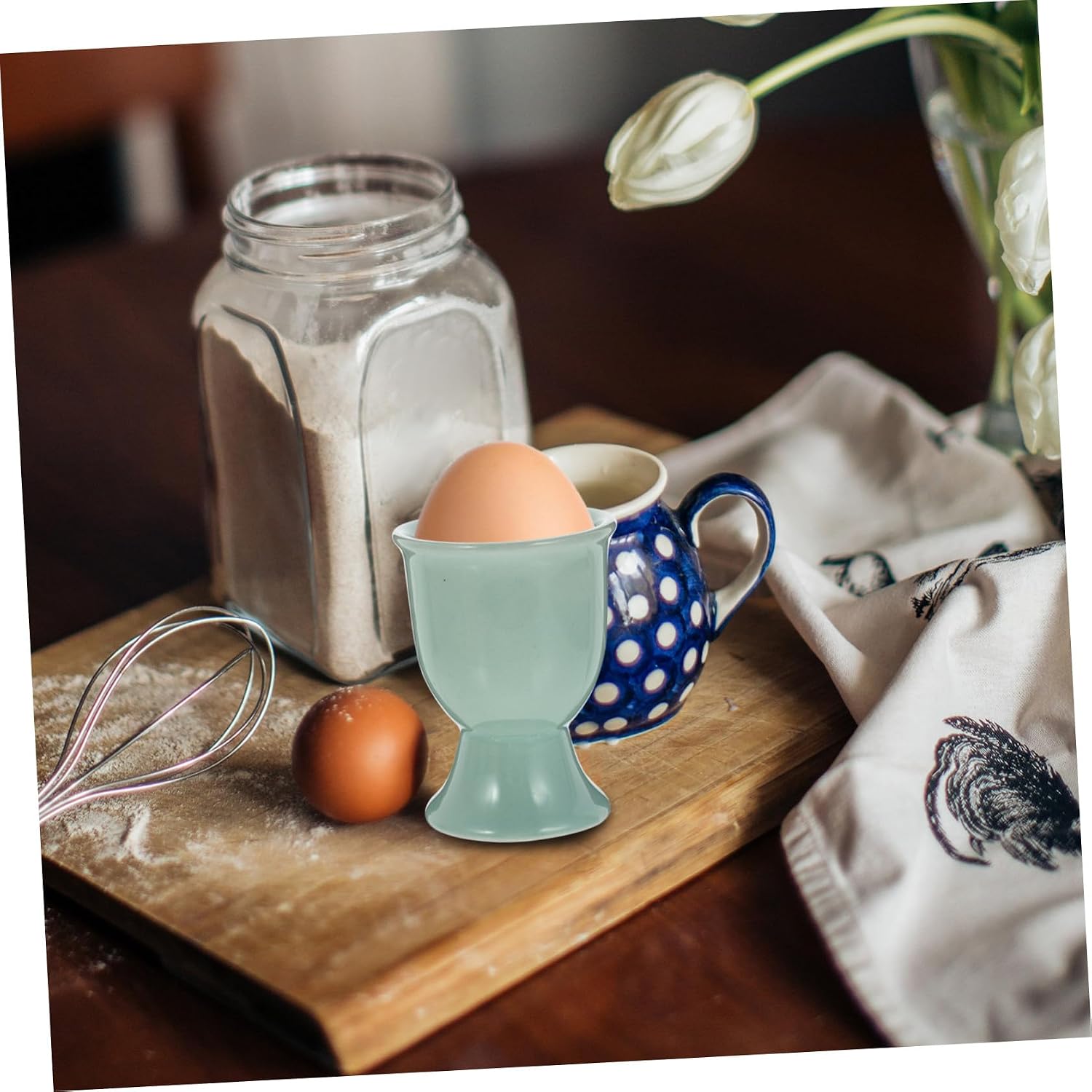 6pcs Ceramic Breakfast Egg Cup Holder for Soft Boiled and Hard Eggs