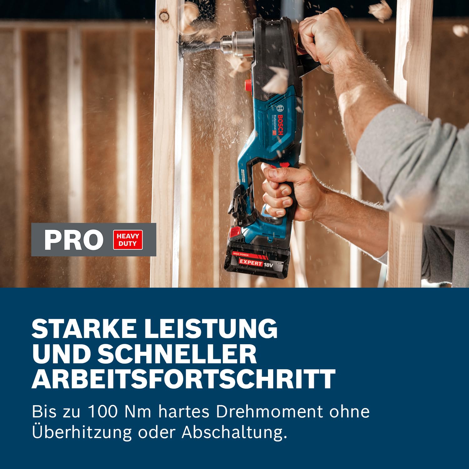 Bosch Professional 18V System Akku-Winkelbohrmaschine GRD 18V-127 (65 Nm weiches Drehmoment, bürstenloser Motor, 2 Geschwindigkeitsstufen: schnelle Roharbeiten 1.800 min⁻¹, langsame Stufe 550 min⁻¹)