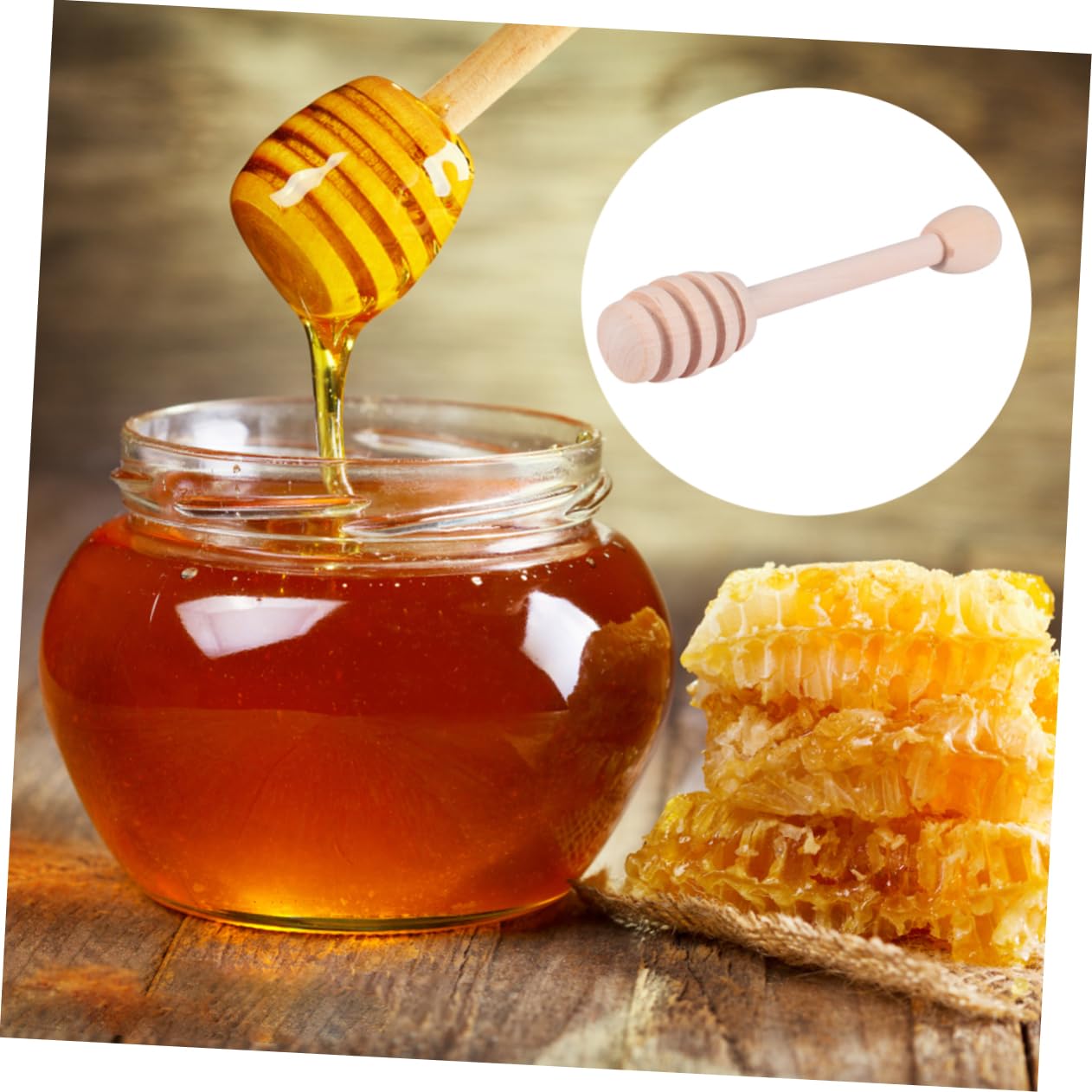 BEBEMOKO 8pcs Honey Stick Stirred Stick for Home Coffee Stirrers Jam Dippers Syrup Stirrers Honey Spoons for Tea Mini Whisk Honey Dipper Sticks Honey Tool Honey Scoop Brown re-usable