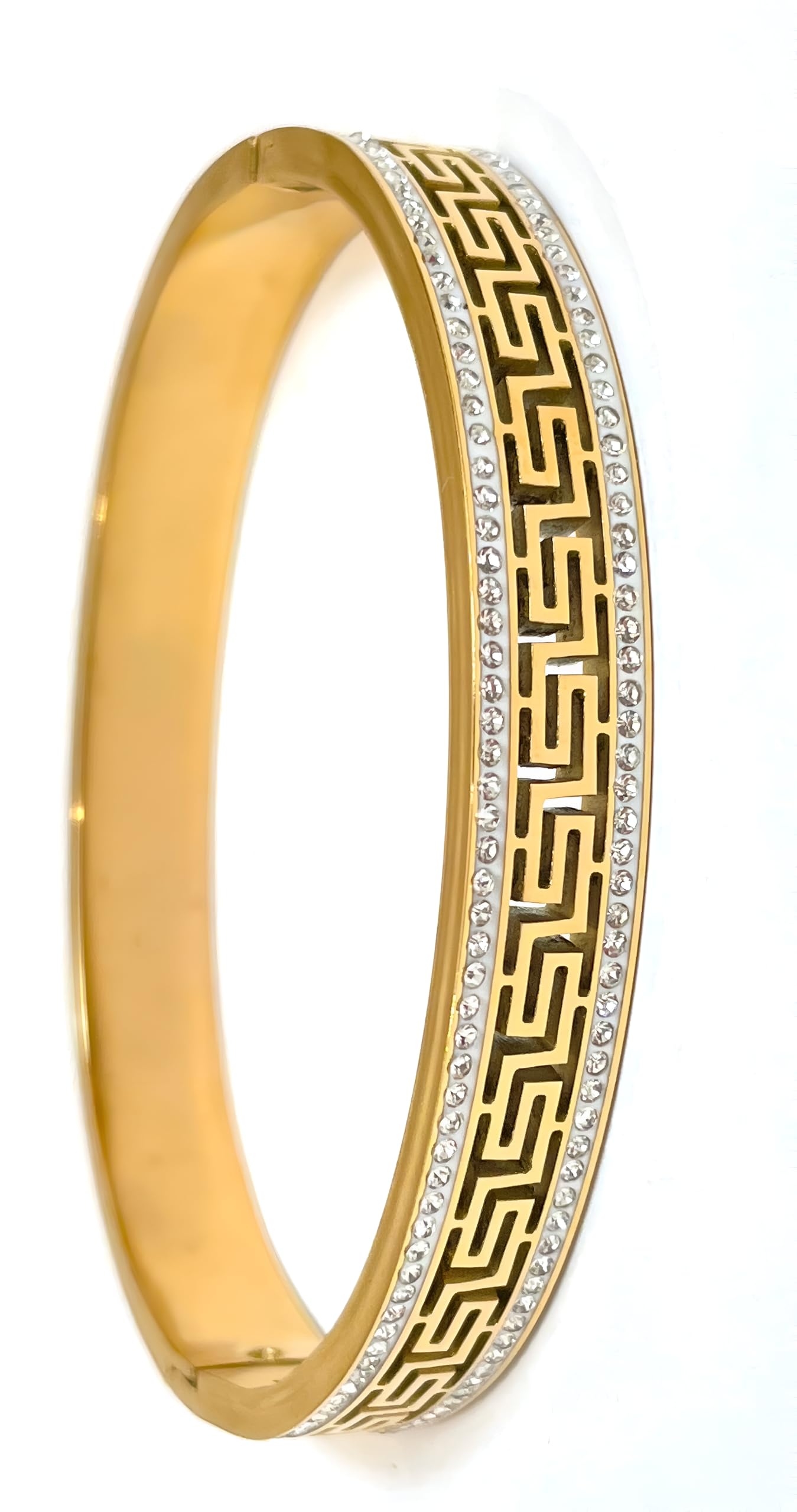 18K PVD Rose Gold Plated Stainless Steel Hollow Star Great Wall Pattern Zircon Bracelet/Kada for Women | Anti-Tarnish | Waterproof | Fashion Jewelry-image-24