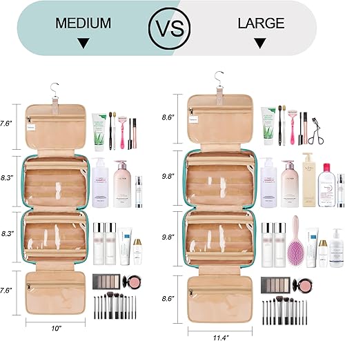 Miniatura 5 de COOSKY Neceser colgante de viaje para mujer, con capacidad para champú de tamaño completo, con compartimento organizador de joyas, bolsa de