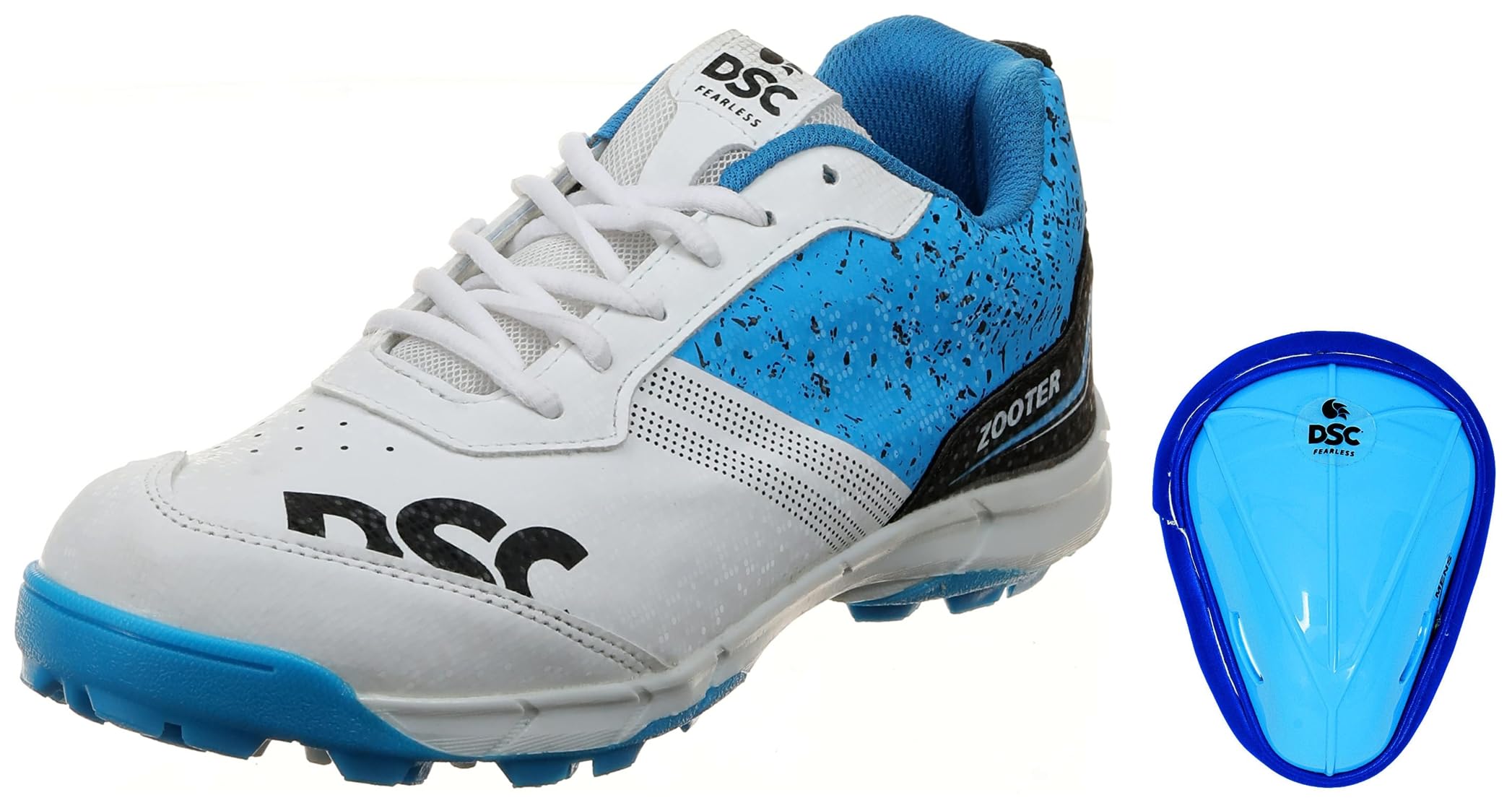 DSC Zooter Cricket Shoe for Men and Boys, Size-8 UK (White-Blue) Attitude Cricket Abdominal Guard Men, Multicolor-image-22