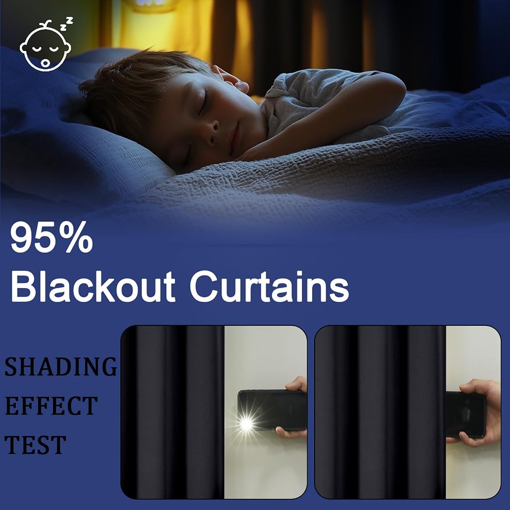 OWENIE Sally Blackout Curtains for Bedroom 63 Inch Length 2 Panels Set, Solid Thermal Insulated Room Darkening Rod Pocket Privacy Window Treatment Curtains Blackout Drapes, W40 x L63 Inch, Black