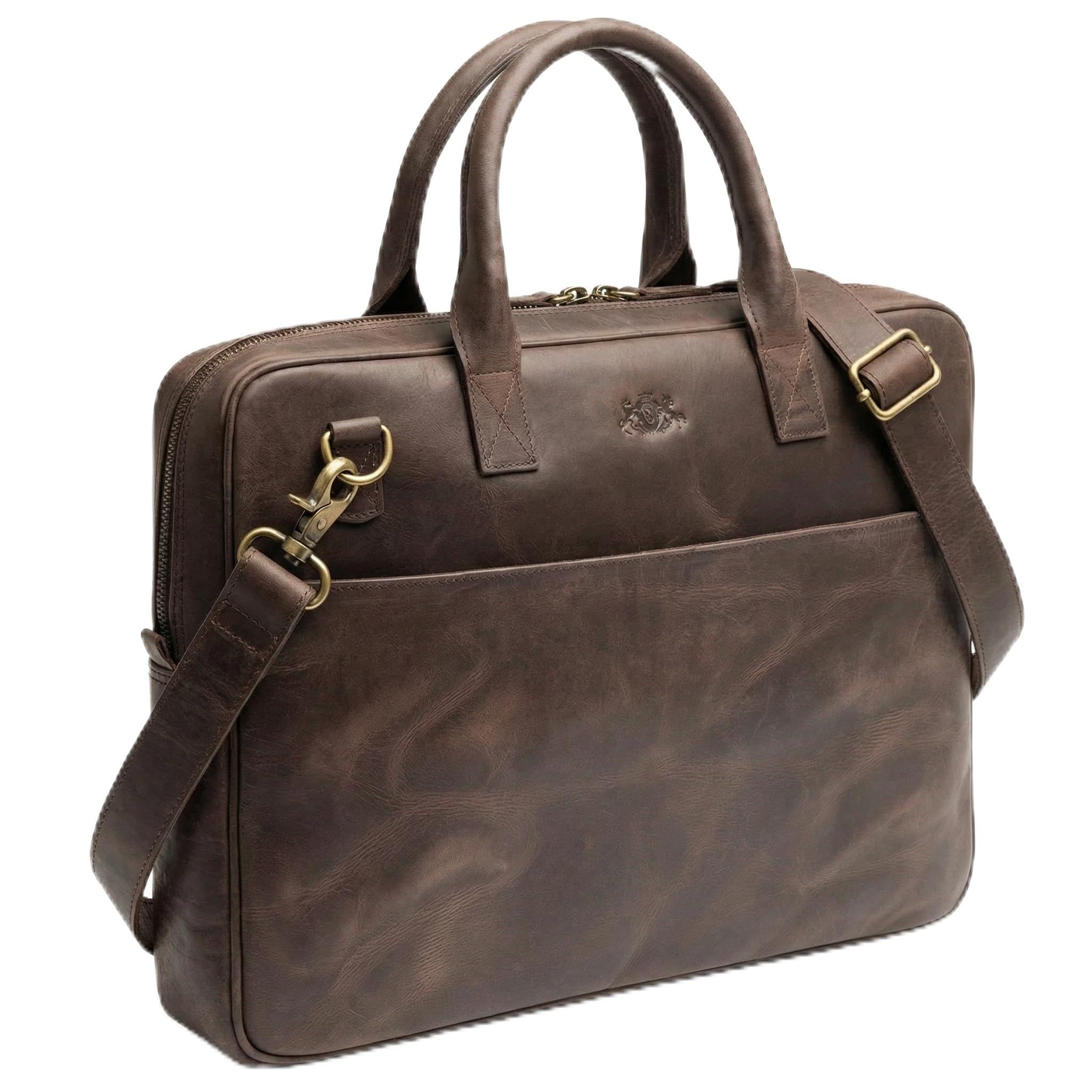 SID & VAIN Sac Ordinateur Portable Cuir véritable 15 Pouces Aden Mallette Professionnelle bandoulière Grand pour Hommes Serviette de Travail Etudiante Marron