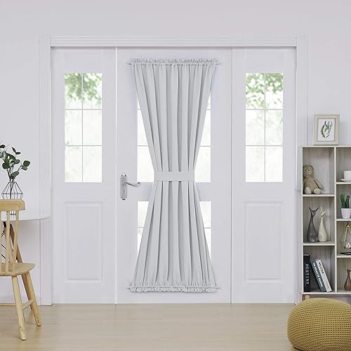 Miniatura 33 de Deconovo Cortina opaca de Navidad para puertas de vidrio y luces laterales, panel de privacidad con aislamiento térmico con doble bolsillo para