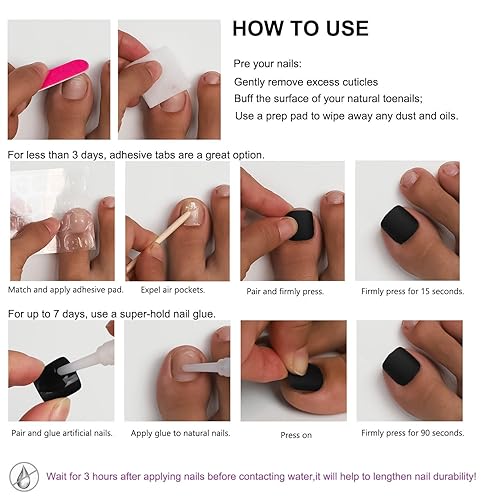 Miniatura 3 de Uñas postizas Anyos a presión para mujer, uñas postizas cortas de punta francesa de Anyos con punta francesa, uñas cuadradas sólidas a presión, 24