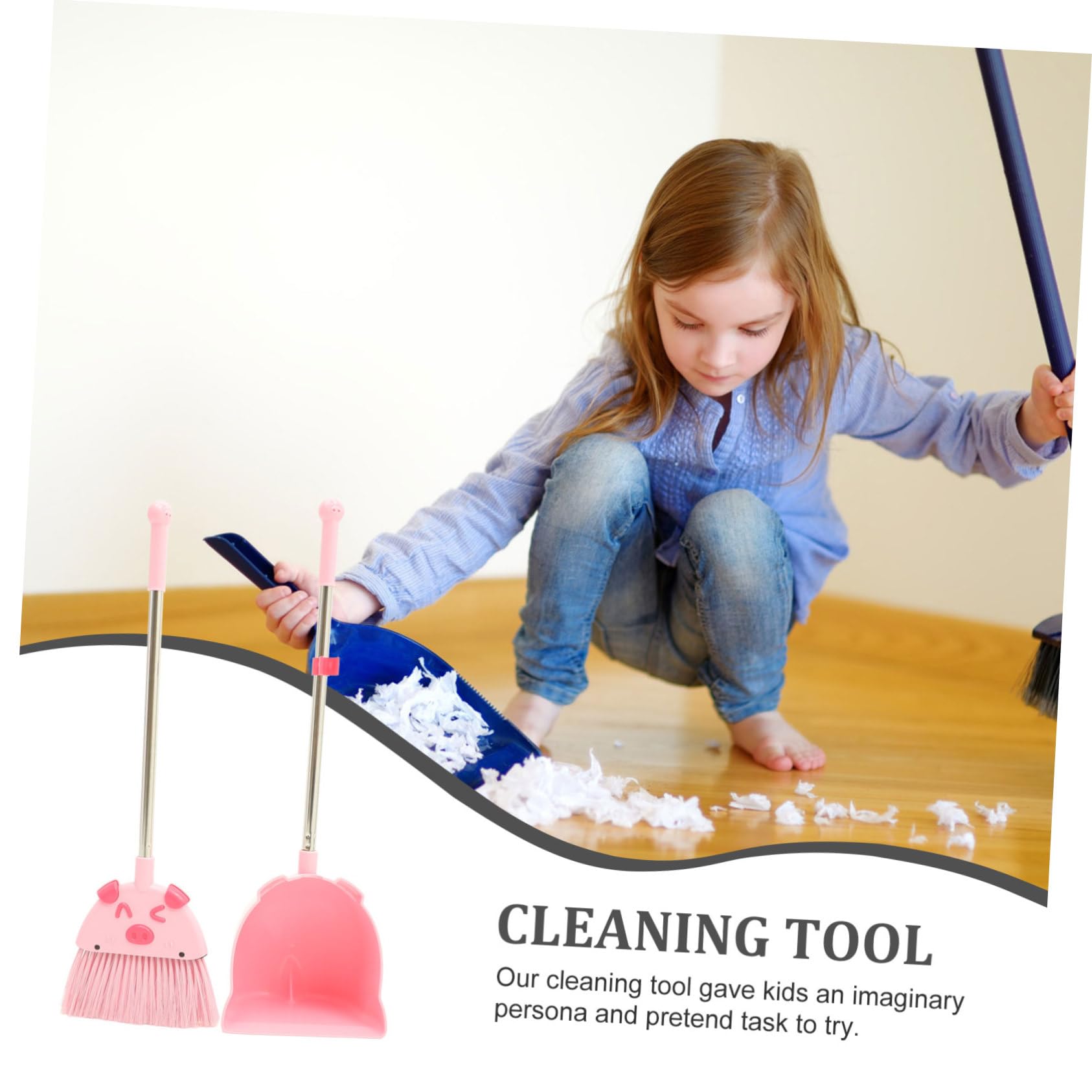 Juego de Escoba y Recogedor para Niños Pequeños, Rosa