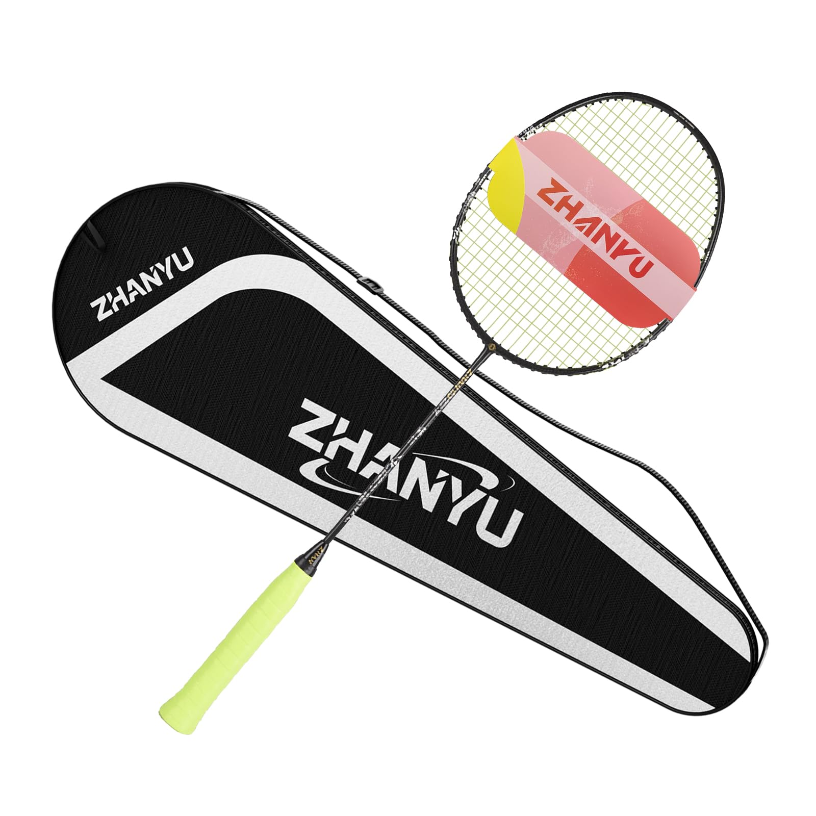 Badminton Racket,All Carbon High-Elastic Ultra-Light 82g Offensive Professional Rackets,Including 1 Racket And 1 Ball Bag,Suitable For Daily Fitness And Training Competitions
