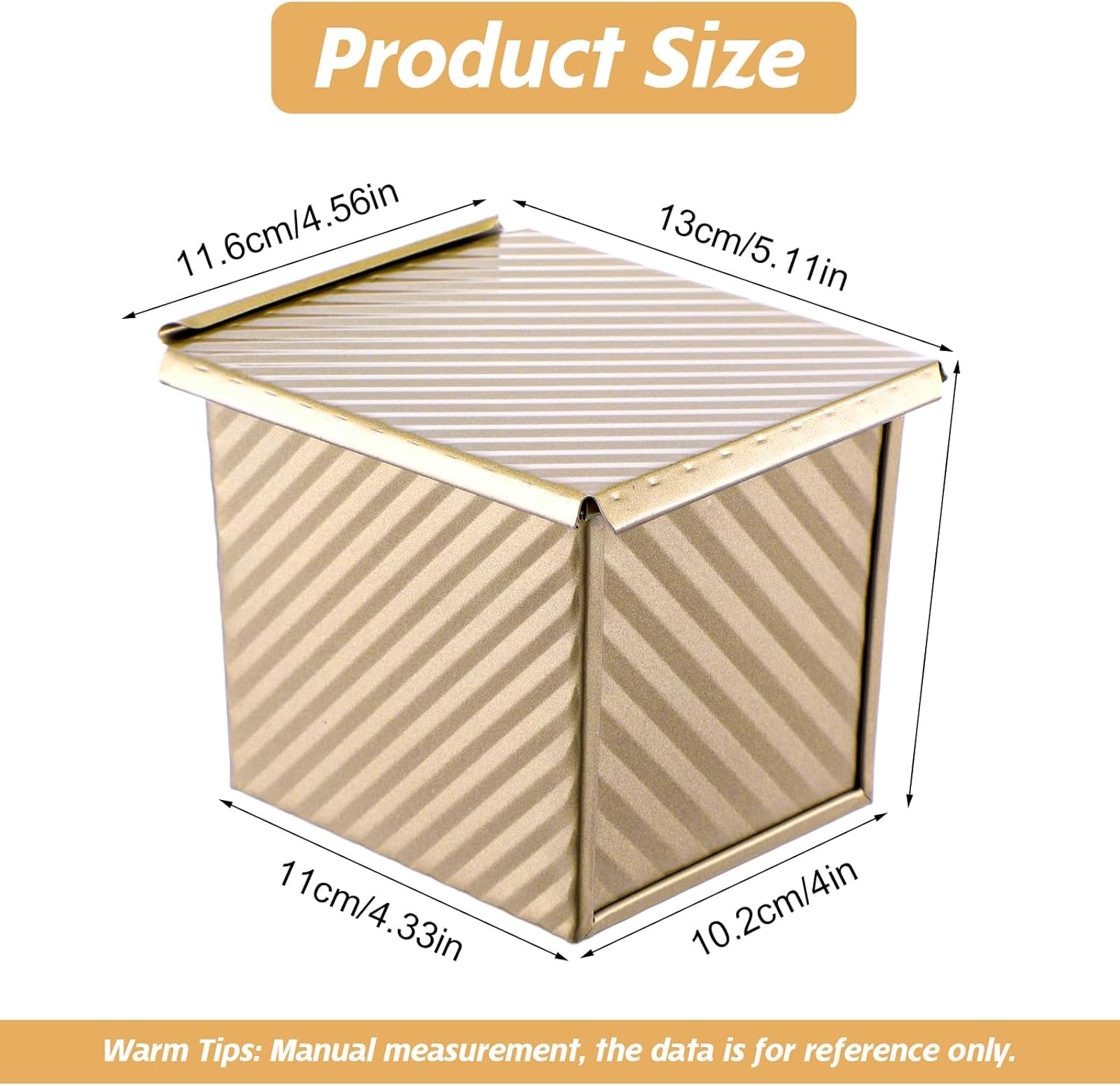 2 Pack Square Loaf Pans with Lid, Mini Nonstick Sandwich Bread Loaf Pan Carbon Steel Cube Toast Box with Cover for Toaster Oven Homemade Baking Lovers Gift, 0.5 lb Dough Capacity - Image 5