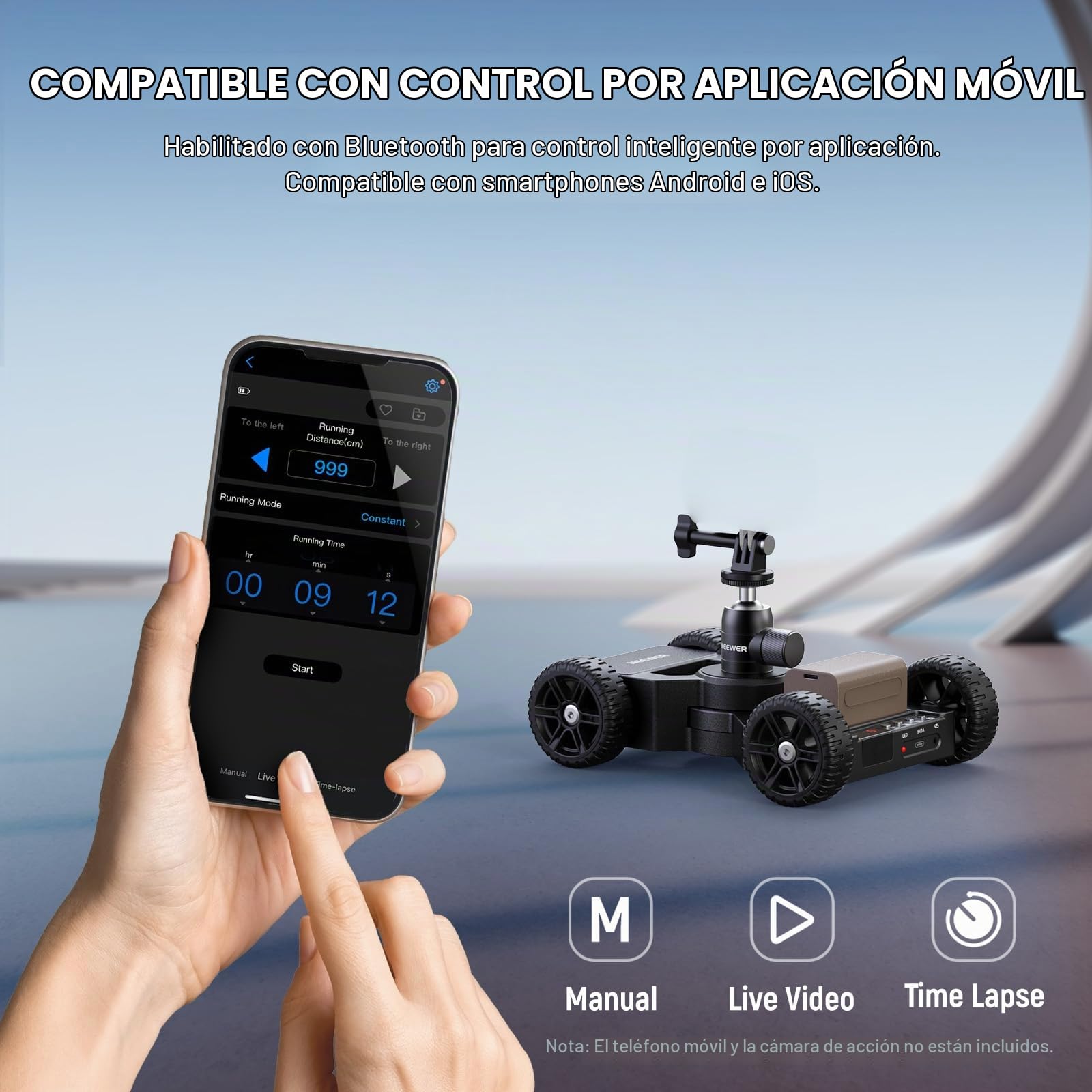 NEEWER DL400 Dolly Deslizador Cámara Motorizada App Control, Actualizado con Motor Dual Ultra Silencioso, Batería 5H, Compatible con GoPro iPhone Android Samsung Smartphone DSLR Cámara Videocámara