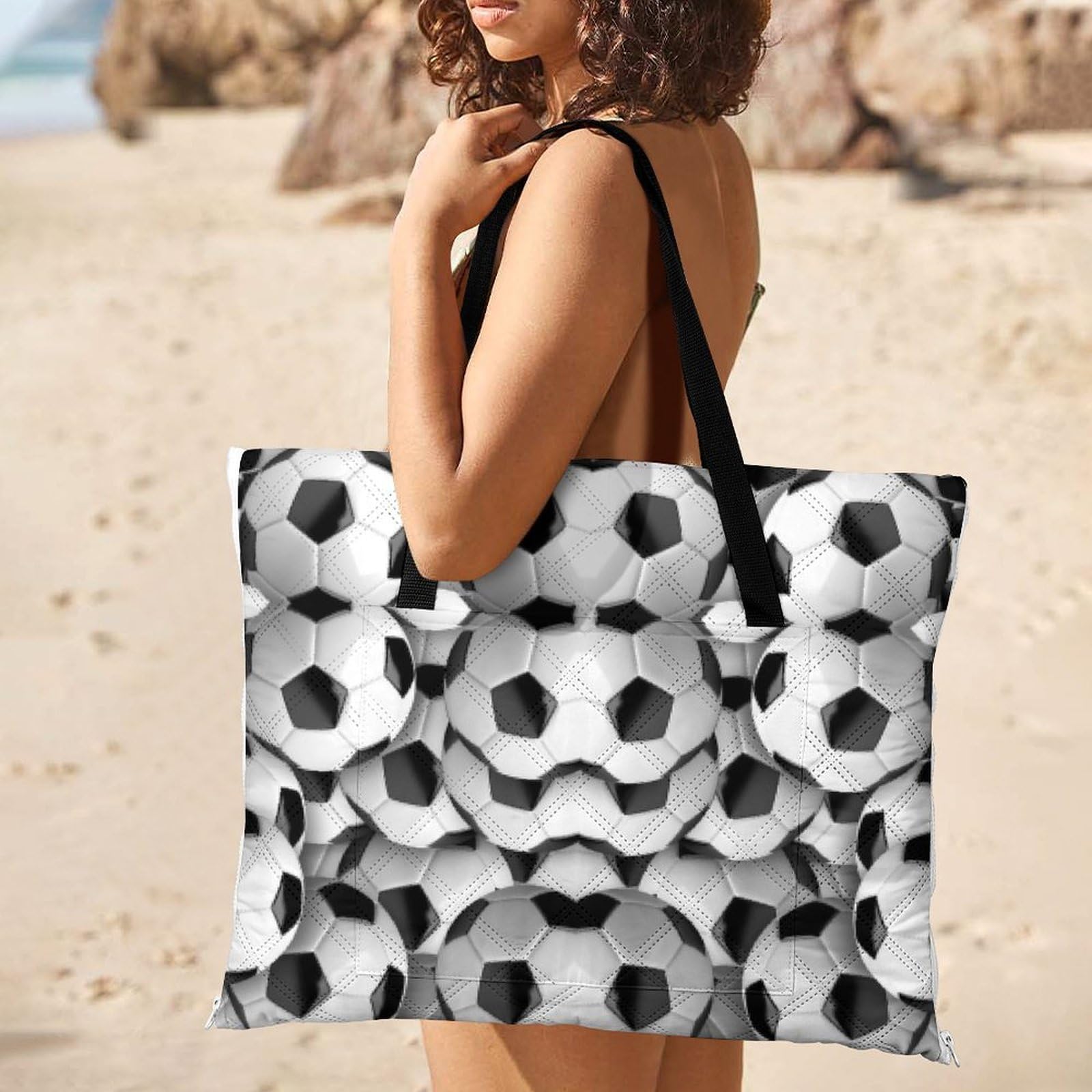 Tappetino da picnic con cerniera, coperta da picnic con pallone da calcio, tappeti da esterno, 150 cm x 150 cm