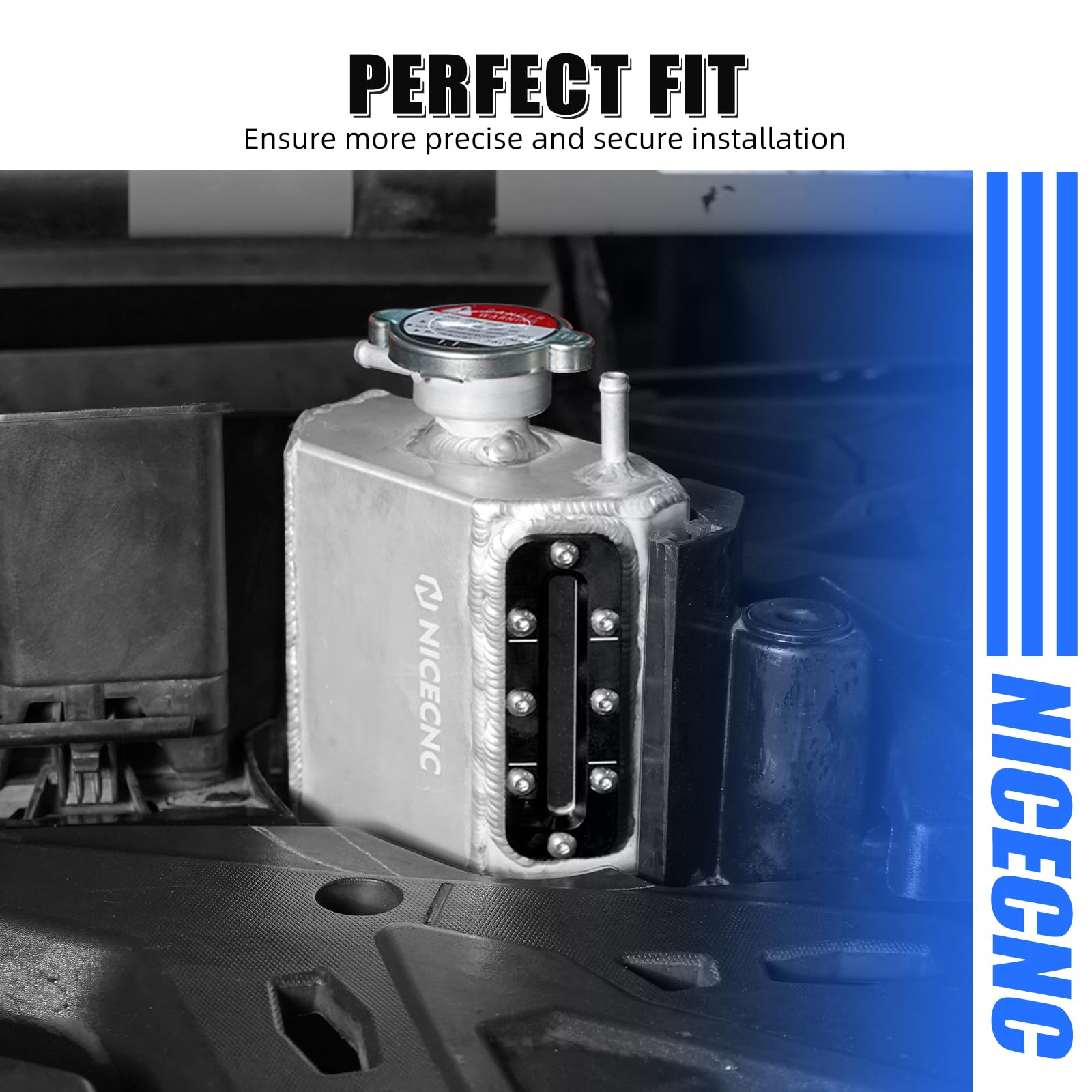 NICECNC Réservoir de refroidissement avec fenêtre visuelle Noir | Compatible avec Can Am Defender HD10 4X4 2016-2018, Maverick 1000 4x4 XRS 2013, voir compatibilités