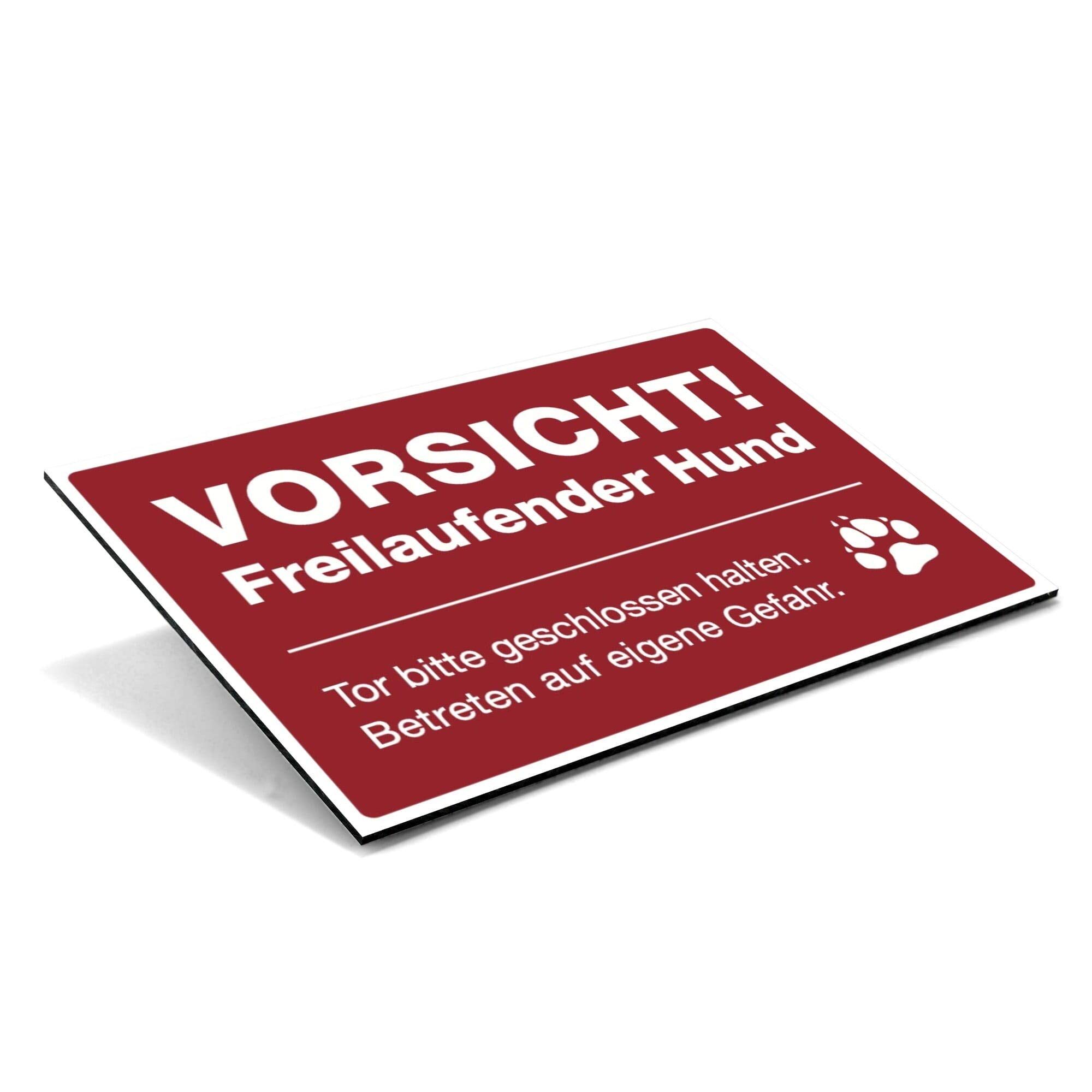 Warnschild Hund – Freilaufender Hund, Alu-Verbund 600x400 mm, Rot