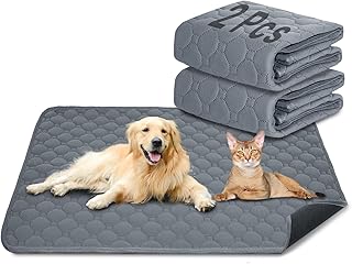 Hunde-Katzen-Trainingsunterlage 2-TLG. Set | Extra stark saugfähig | Wasserdicht & rutschfest | Waschbar & wiederverwendbar | Für Welpen & Haustiere (Grau, 50x70cm)