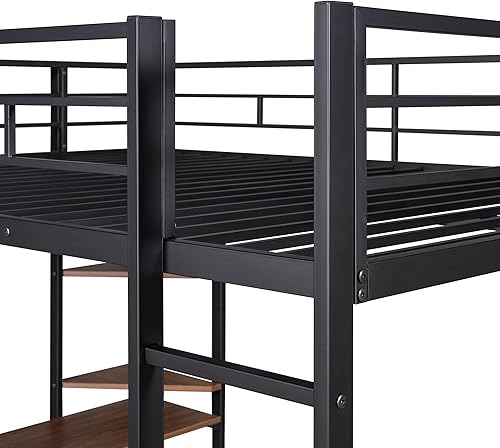 Miniatura 35 de Favfurish Litera de metal individual XL sobre Queen con escaleras inclinadas y barandillas de seguridad para dormitorio, habitaciones de invitados,