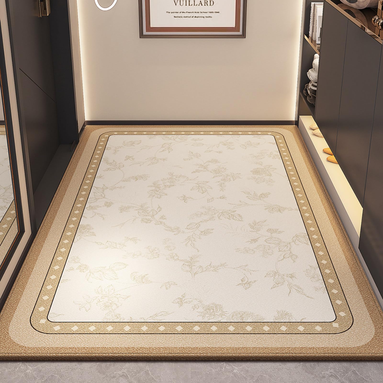 Fussmatte Aussen 90x150 Beige Gelb Muster Schmutzfangmatte rutschfeste Fußmatte Außen für Eingang Patio Flur Garten Türmatte Maschinenwaschbare Fußmatten Haustür