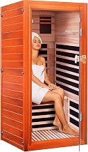 Far Infrared Sauna for Home 1 Person Indoor Wood Sauna Personal Spa Room 120V with Red Light Bluetooth Speakers 31.5"x31.5"x63"