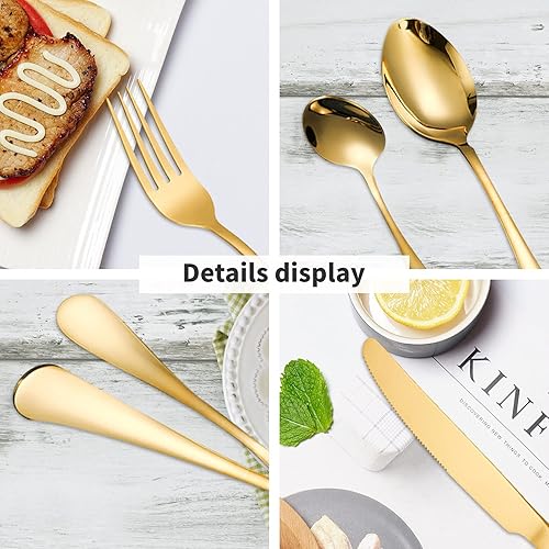 Miniatura 2 de Budvibe Juego de 24 cubiertos para 6 cubiertos con soporte acero inoxidable resistente pulido espejo paquete de regalo para el hogar bodas hoteles