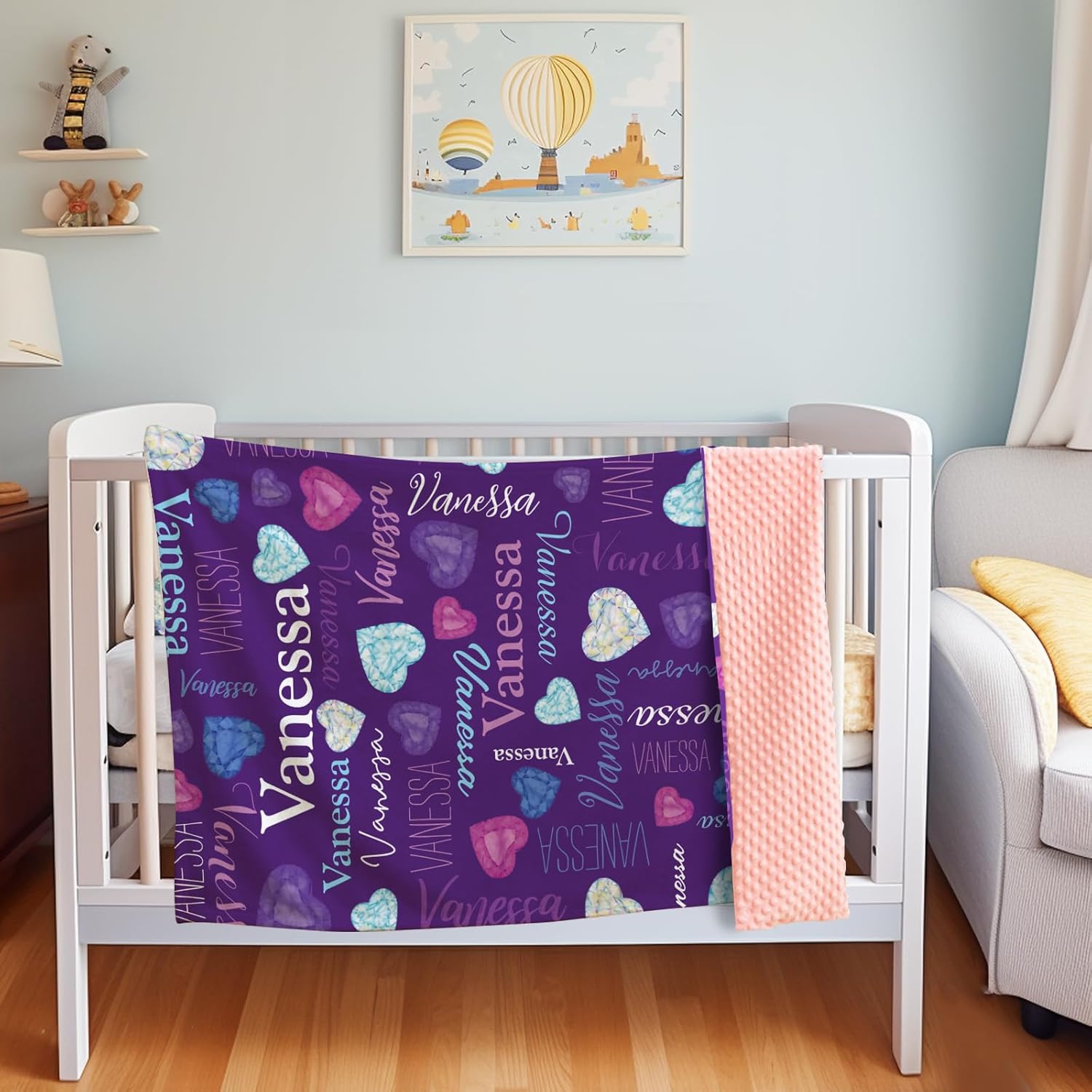 KAINSY Personalized Name Blanket for Kids Adult, Customized Baby Blanket with Name for Boys Girls, Soft Flannel with Double Layer Dotted Backing, Gift for Birthday Christmas Valentines Day(47"x60")