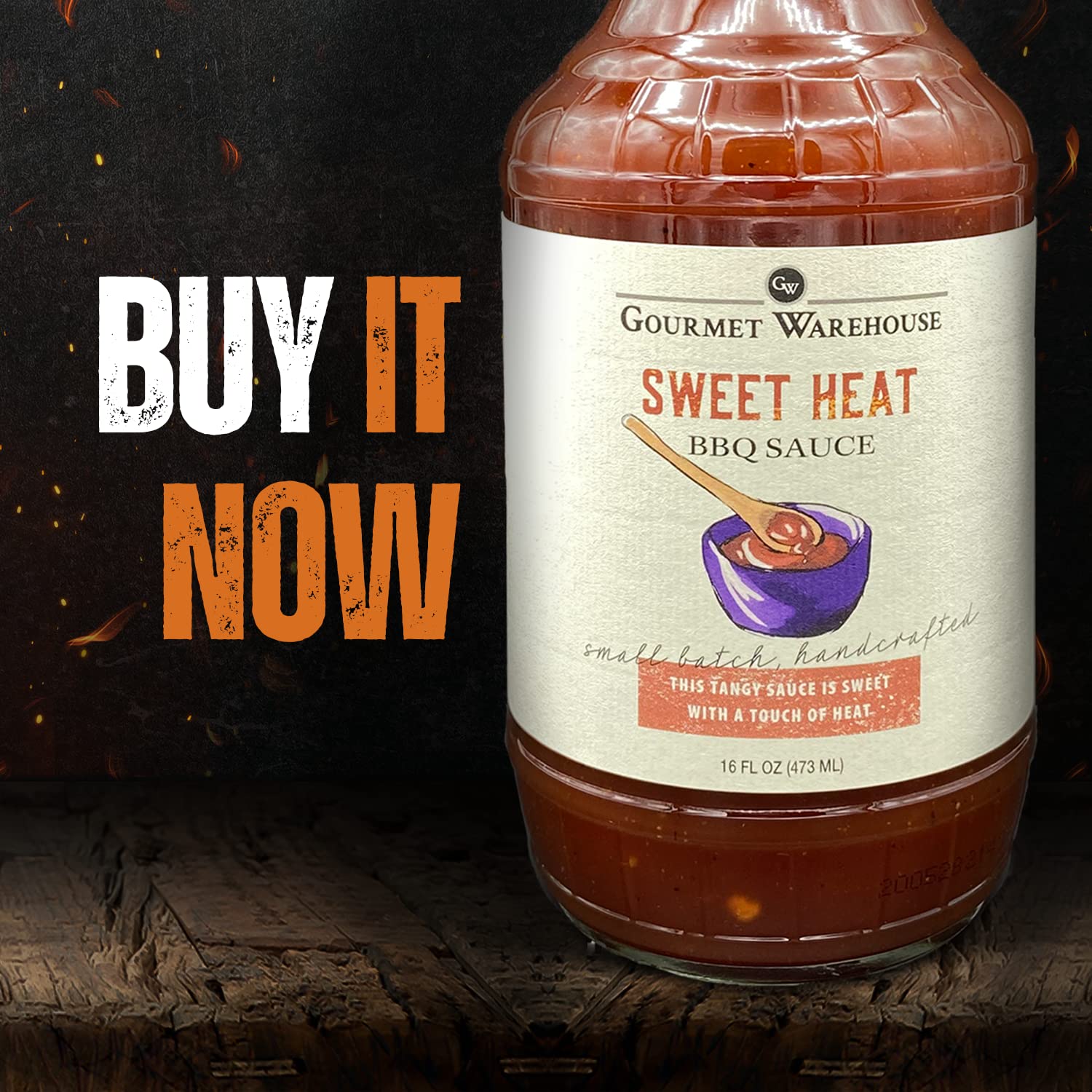 Gourmet Warehouse Sweet Heat BBQ Sauce, Premium Barbecue Sauces Handcrafted In Small Batches Gluten-Free, HFCS-Free, Delicious Sauce 16 Ounces Bottle (Pack of 2)