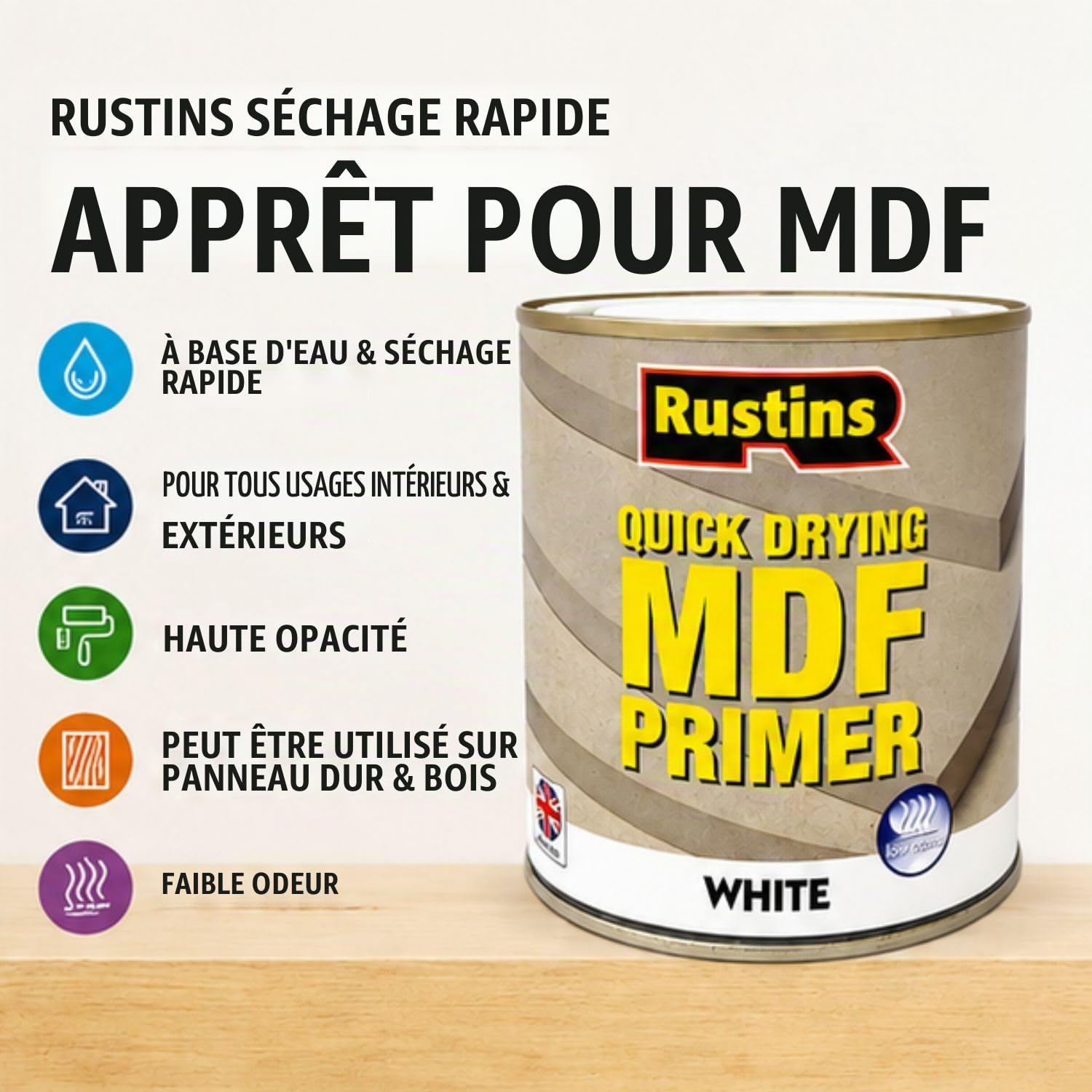 RUSTINS Apprêt blanc MDF à séchage rapide 500 ml