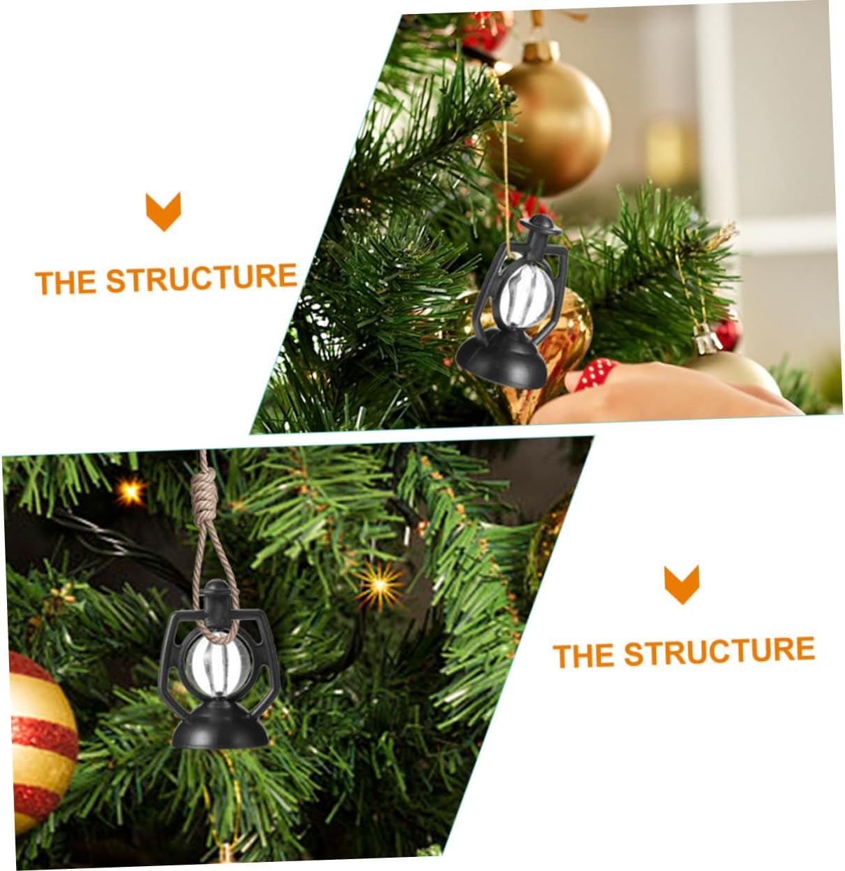 120pcs Vintage Oil Lamp Pendants Rustic Christmas Tree Ornaments for Holiday Decor for Xmas Parties and Decorations