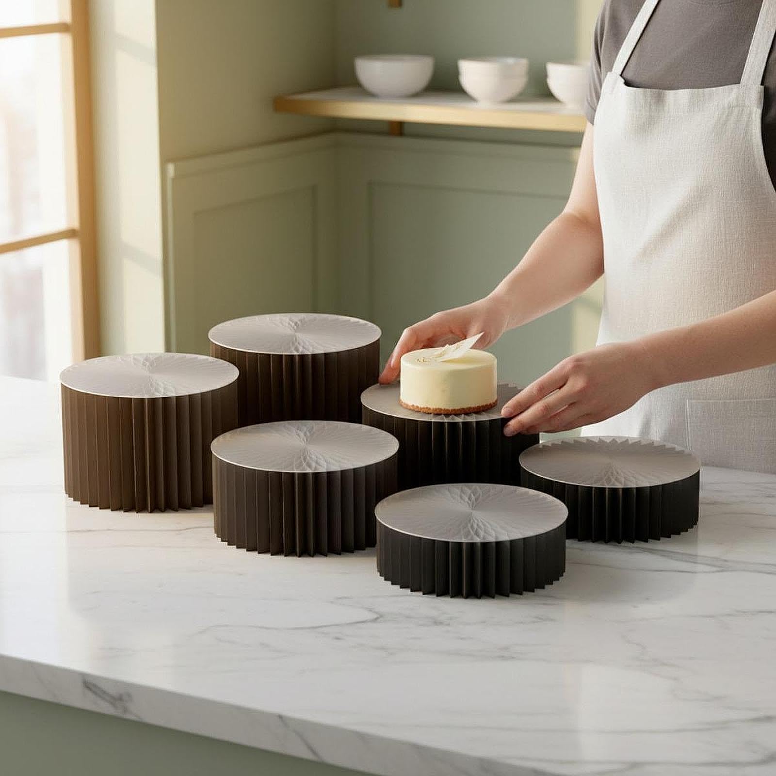 6 Alzatine per Cupcake da Buffet, Supporti per Torte, Cibo Decorativo per Eventi di Anniversario, Catering, Cupcake E Dolci, Nero