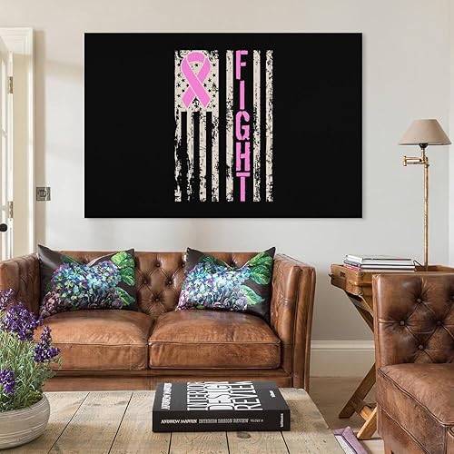 Miniatura 3 de Fight Breast Cancer Awareness USA Flag Large Canvas Wall Art Decor Living Room Bedroom Pictures Posters Paintings Artwork 20x30inch(50x75cm)