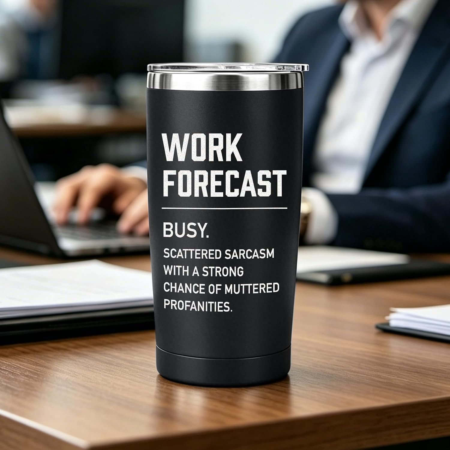 Funny Work forecast tumbler Gift for Adults, work anniversary tumblers for Coworkers, funny Coffee tumbler Men, Women, Friends, Employee, Boss(Black)-19 image 2
