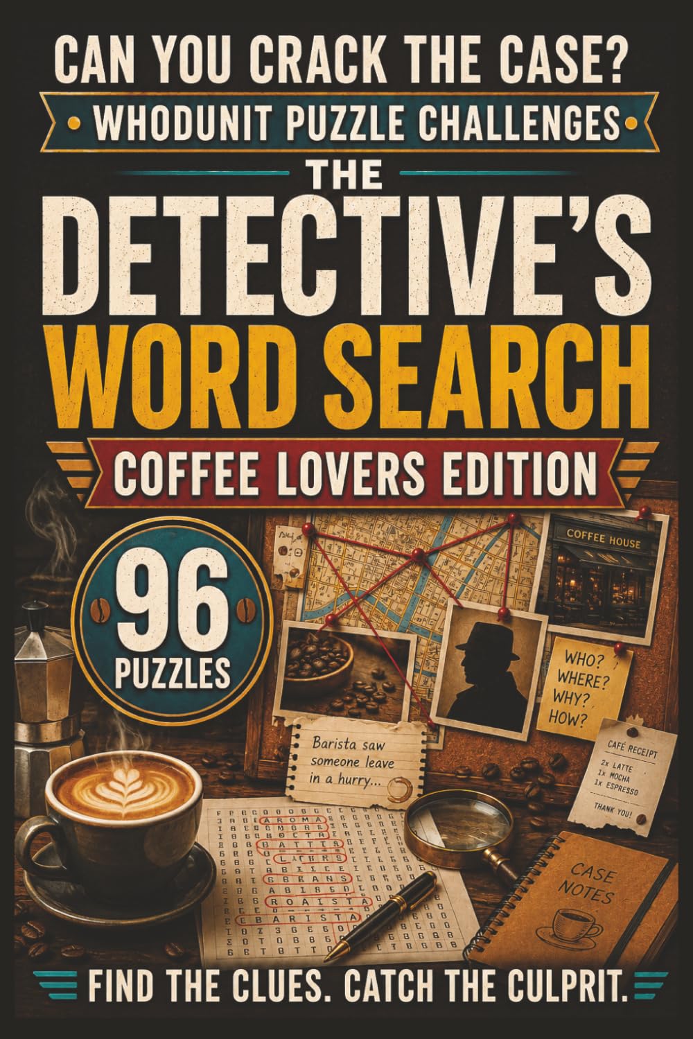 The Detective's Word Search: Coffee Lovers Edition: 96 Whodunit Puzzle Cases for Coffee Lovers . Find the Clues, Name the Suspect, Crack the Crime (Whodunit Word Search Puzzles)