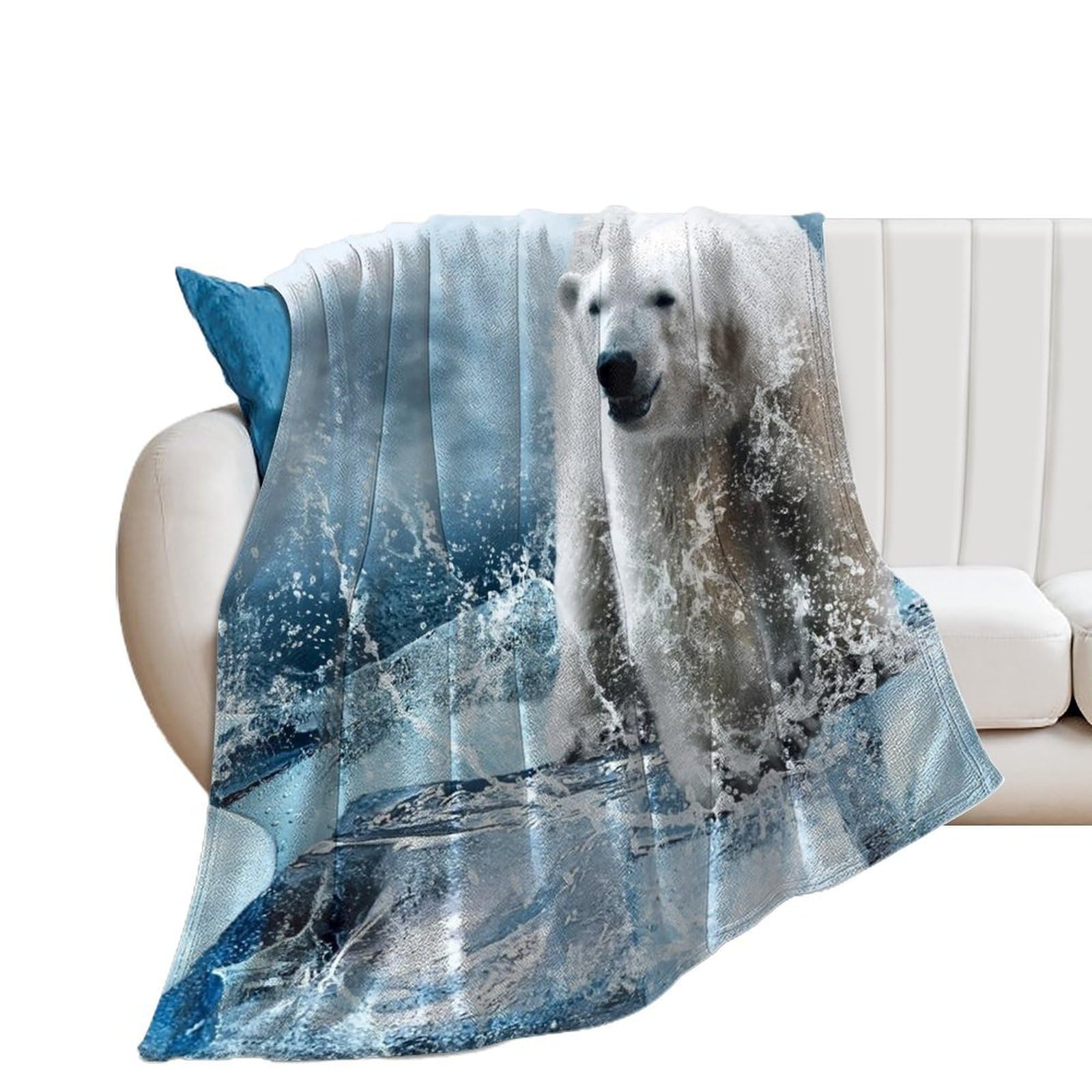 Couverture polaire ours polaire pour cocooning sur canapé et nuits fraîches
