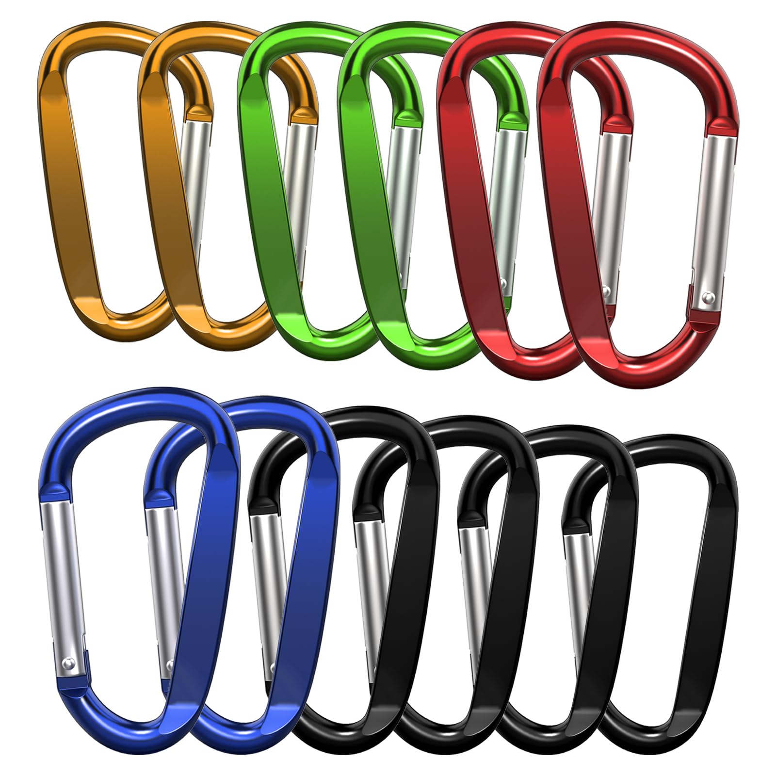 XIECHANEE3" Aluminum Carabiner Clips, 12PCS D Ring Shape Keychain Carabiners Hook Buckle