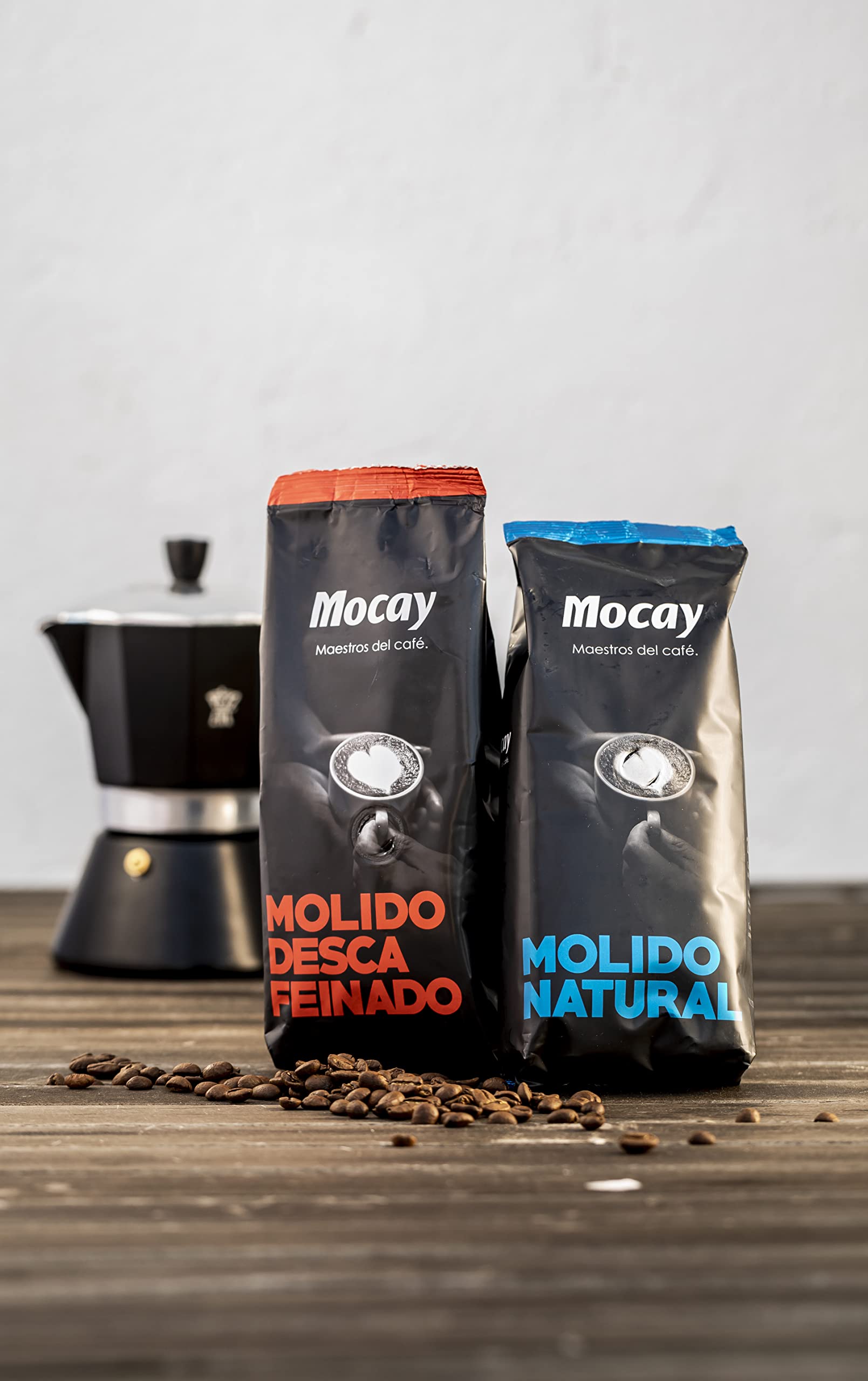 Caffé Mocay – Pack Mixto de Café - 4 Paquetes de Café Molido Natural – 2 Paquetes de Café Descafeinado - 6 x 250 gr