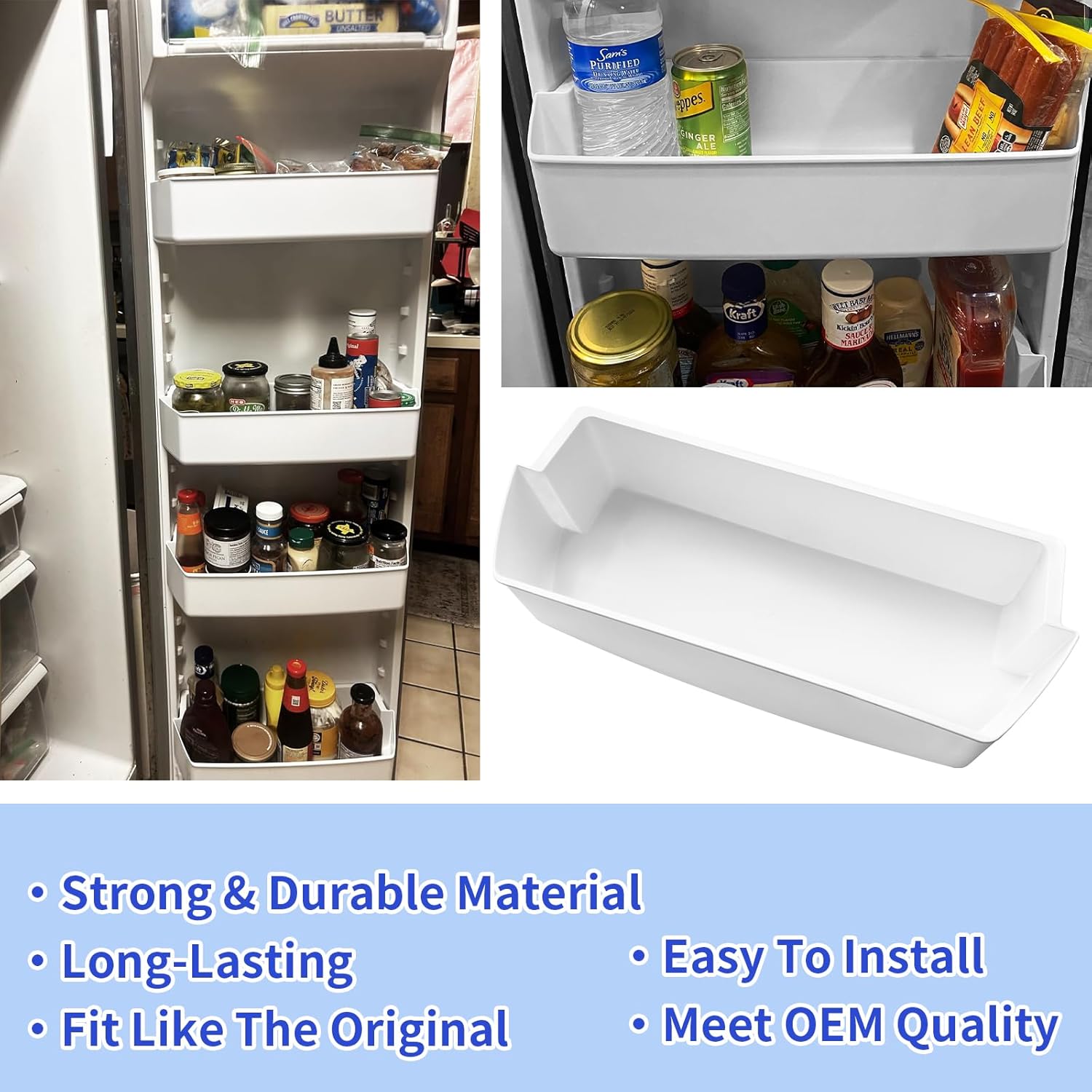 2187172 Door Shelf Bin Replacement Replace PS328468 AP3853103 WP2187172 2187194K AP6006028 PS986890 for Frigidaire Whirlpool Kenmore Amana Roper Estate（2 pack）