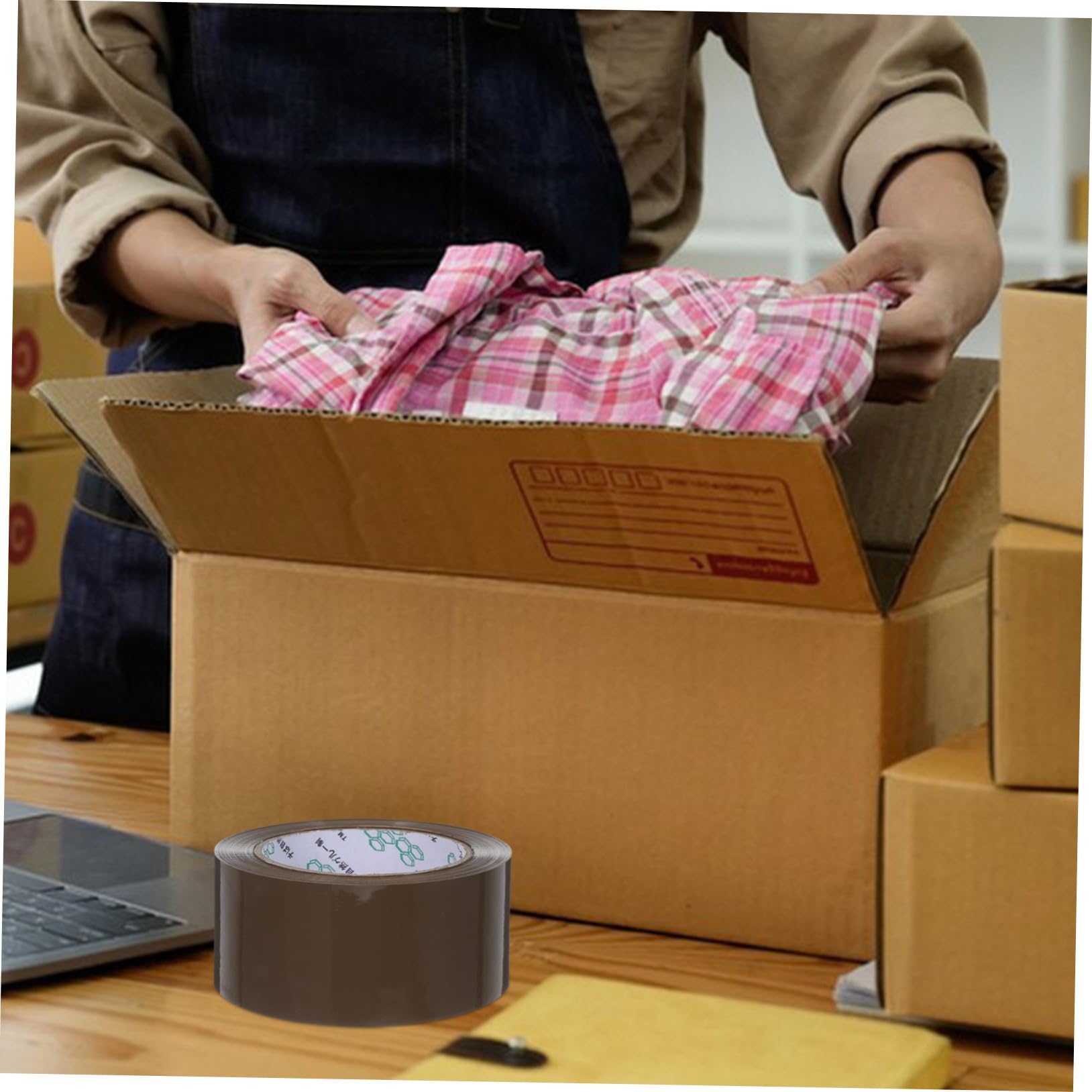 Homoyoyo 5 Rollen Packband Starkes Klebeband Braun Heavy Duty Versand und Verpackungsband für Umzug Büro Haushalt Extra Starkes Paketklebeband für Sichere Kartonversiegelung