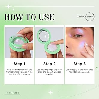 Face Highlighter Palette, Lunar Glow Highlighter Powder Makeup, Chameleon Glitter Shimmer Body Cheek Eye Highlighter, Multichrome Sparkle Holographic Color Shifting Silky Creamy Illuminator#03